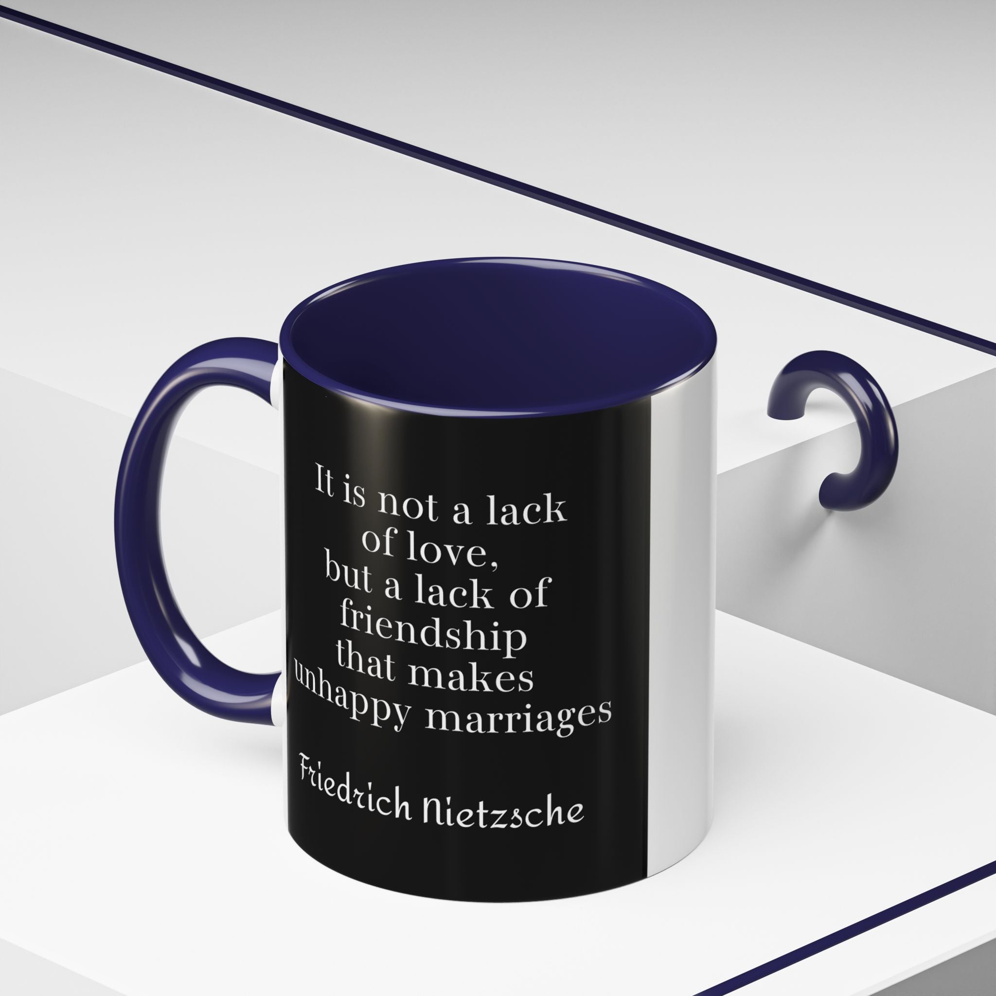 Nietzsche Friendship makes a Marriage Quote Coffee Cup | 11oz, 15oz Accent Mugs for Philosophy Lovers & Thoughtful Gifts