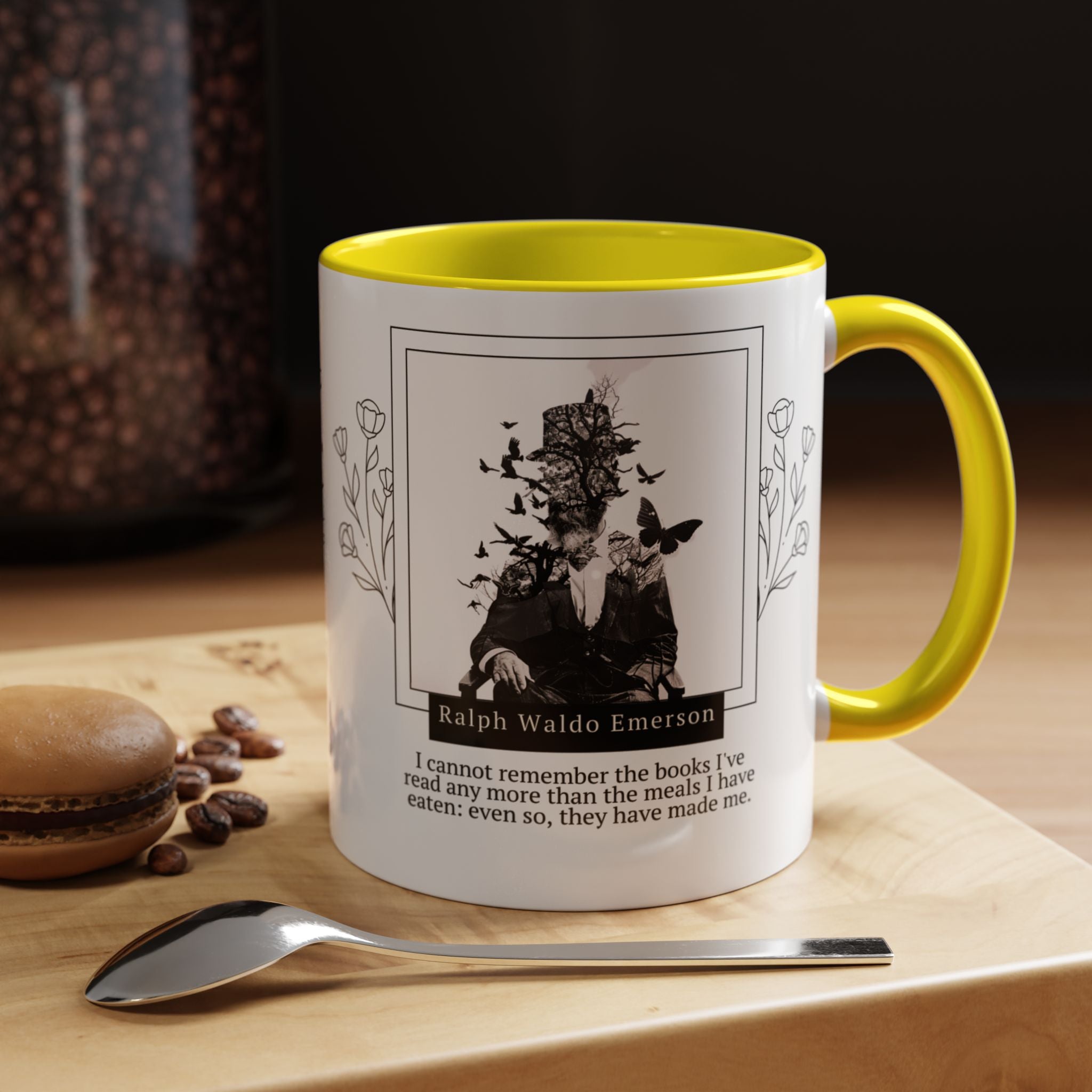 Ralph Waldo Emerson Book Quote Coffee Mug | Reflective Accent Mug (11, 15oz) | Gift for Book Lovers | Gift for Teachers
