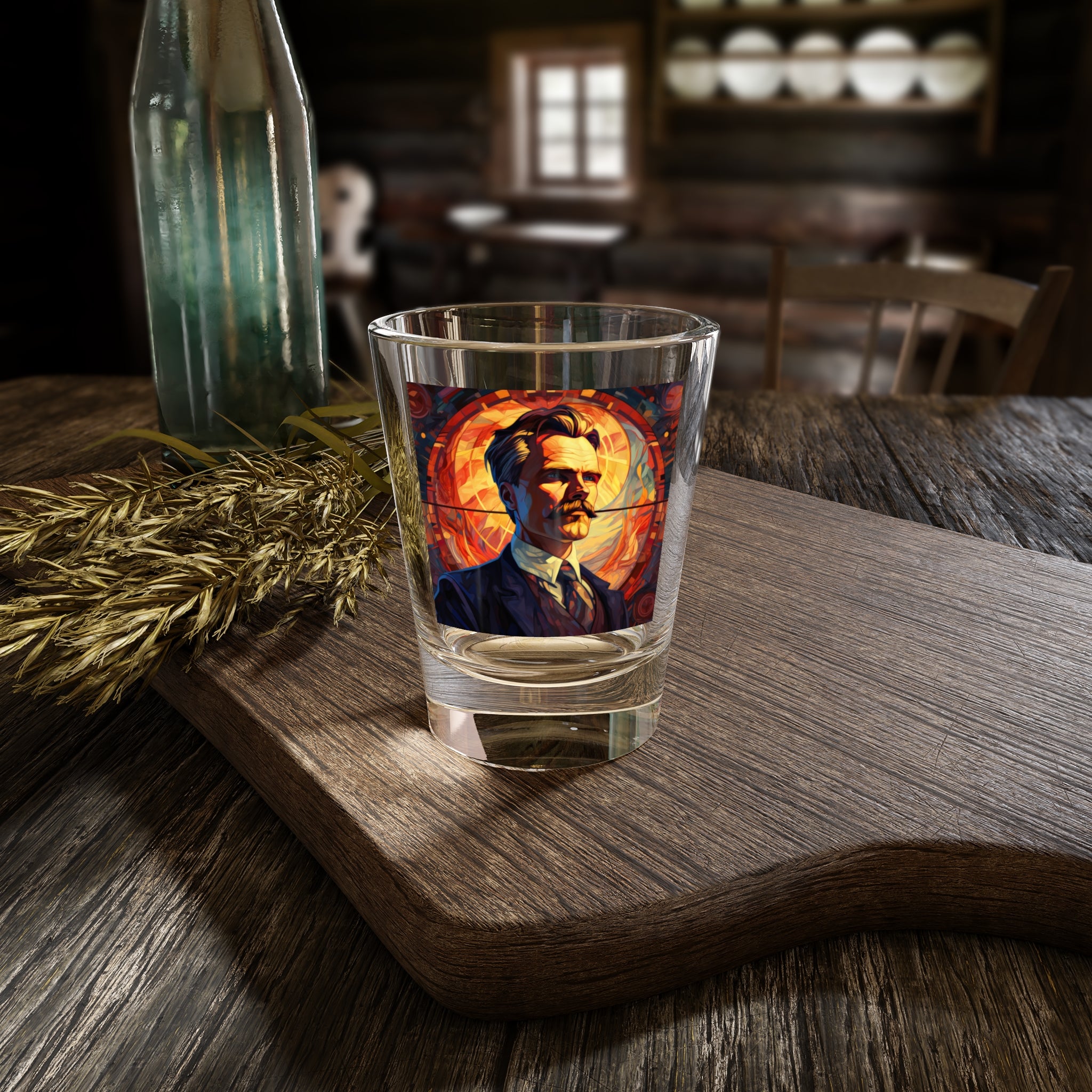 Friedrich Nietzsche Shot Glass, 1.5oz | Philosopher Shot Glass | Nihilism | German Philosophers