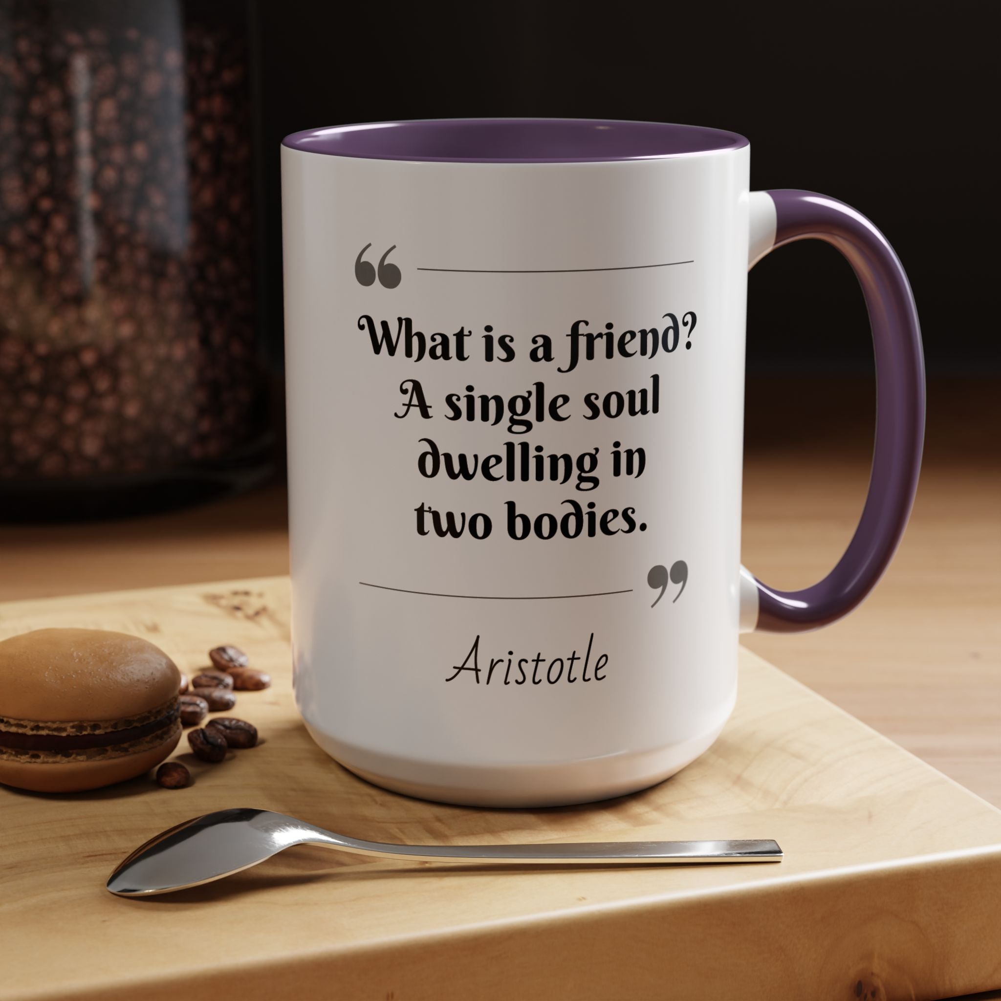 Aristotle What is a Friend Quote Mug | Motivational Philosophy Cup | 11oz, 15oz Accent Mugs for Thinkers & Positivity Lovers