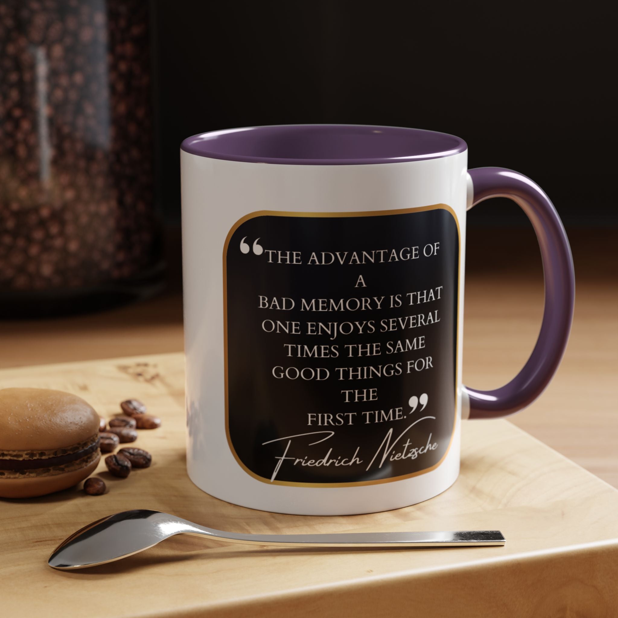 Nietzsche Bad Memory Advantage Quote Coffee Cup | 11oz, 15oz Accent Mugs for Philosophy Lovers & Thoughtful Gifts