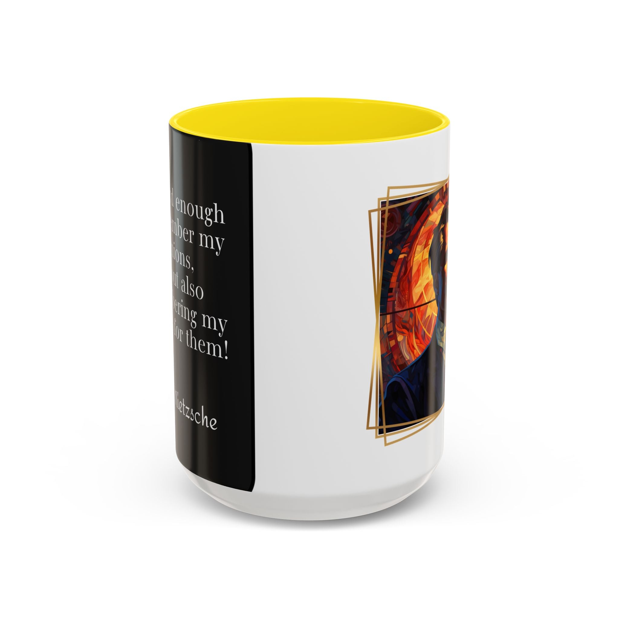 Nietzsche Pic with  Opinions and Reasons Quote Coffee Cup | 11oz, 15oz Accent Mugs for Philosophy Lovers & Thoughtful Gifts