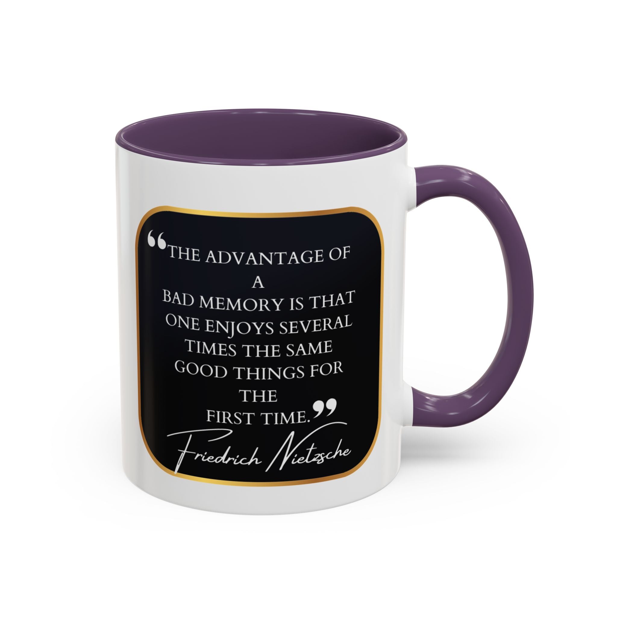Nietzsche Bad Memory Advantage Quote Coffee Cup | 11oz, 15oz Accent Mugs for Philosophy Lovers & Thoughtful Gifts