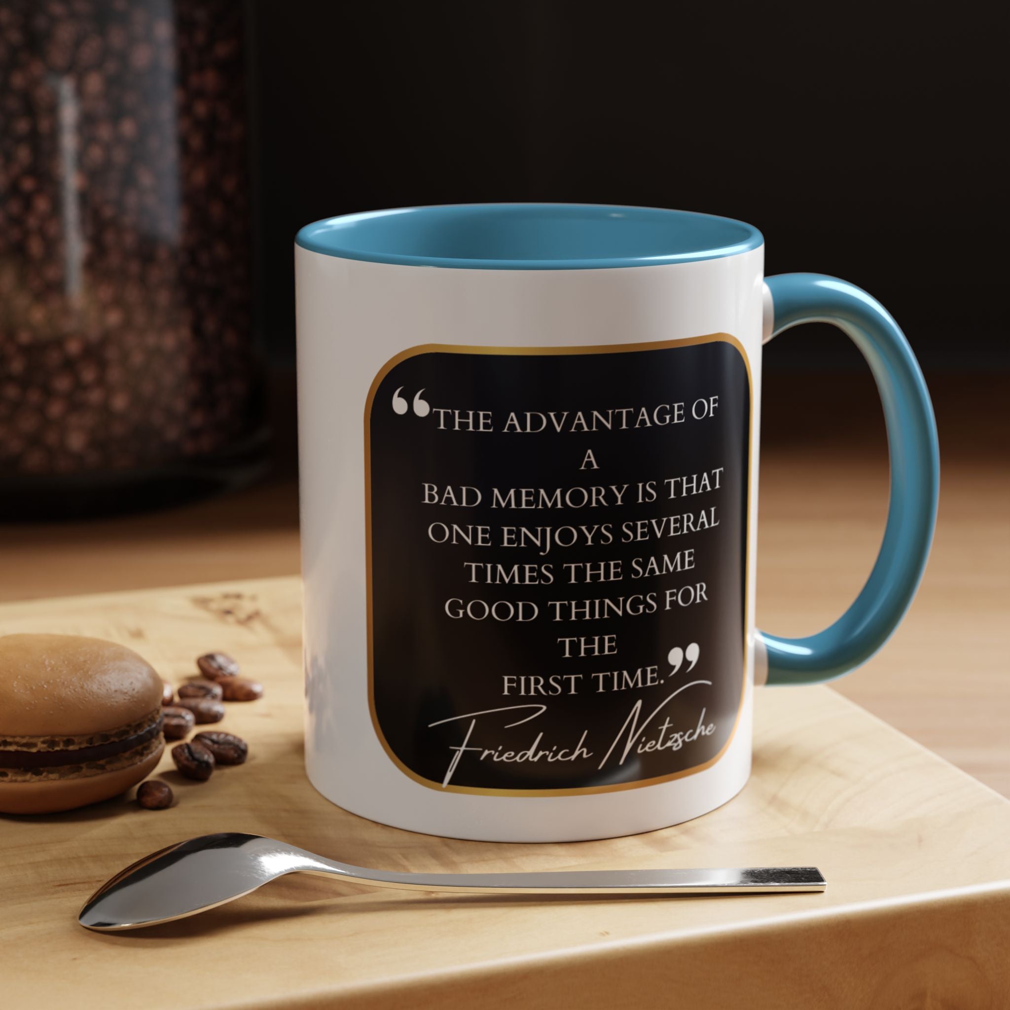 Nietzsche Bad Memory Advantage Quote Coffee Cup | 11oz, 15oz Accent Mugs for Philosophy Lovers & Thoughtful Gifts