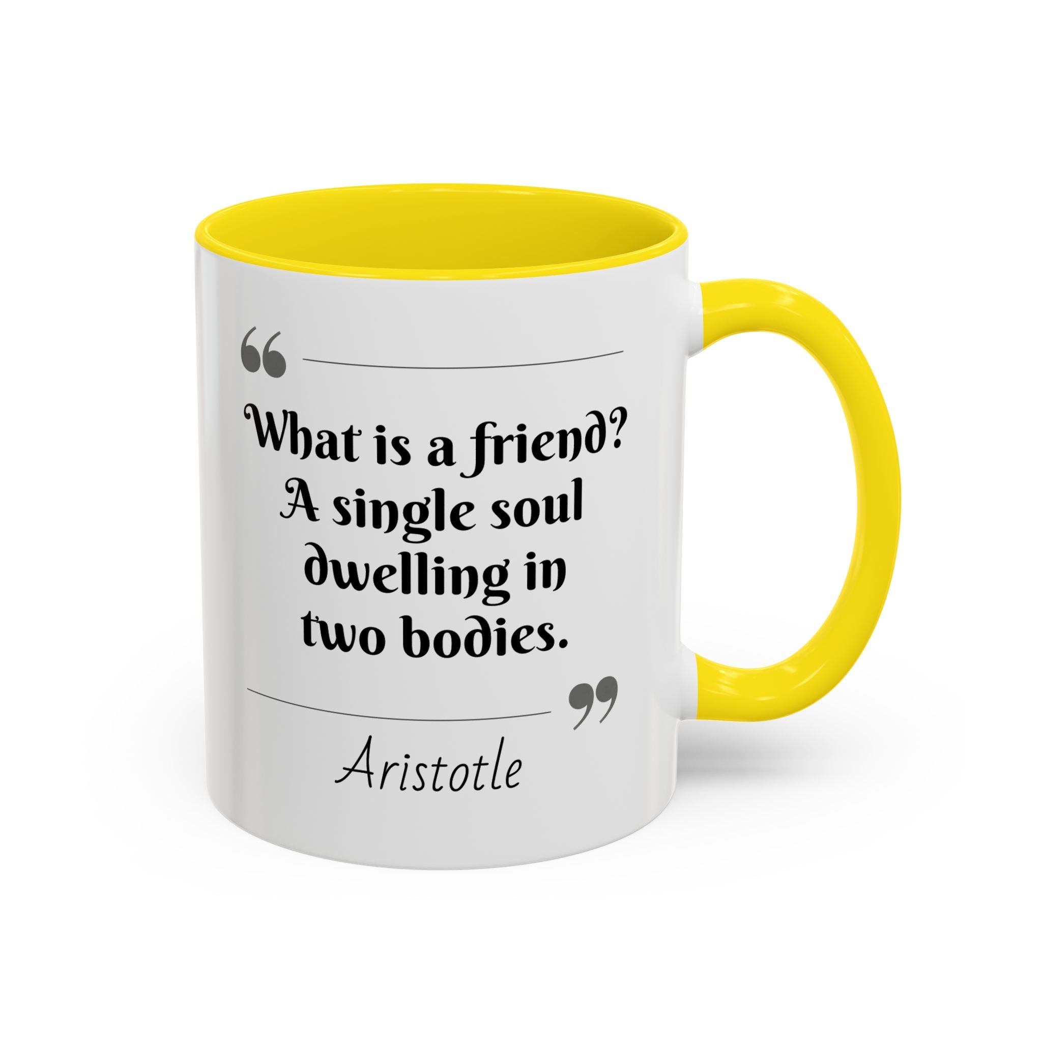 Aristotle What is a Friend Quote Mug | Motivational Philosophy Cup | 11oz, 15oz Accent Mugs for Thinkers & Positivity Lovers