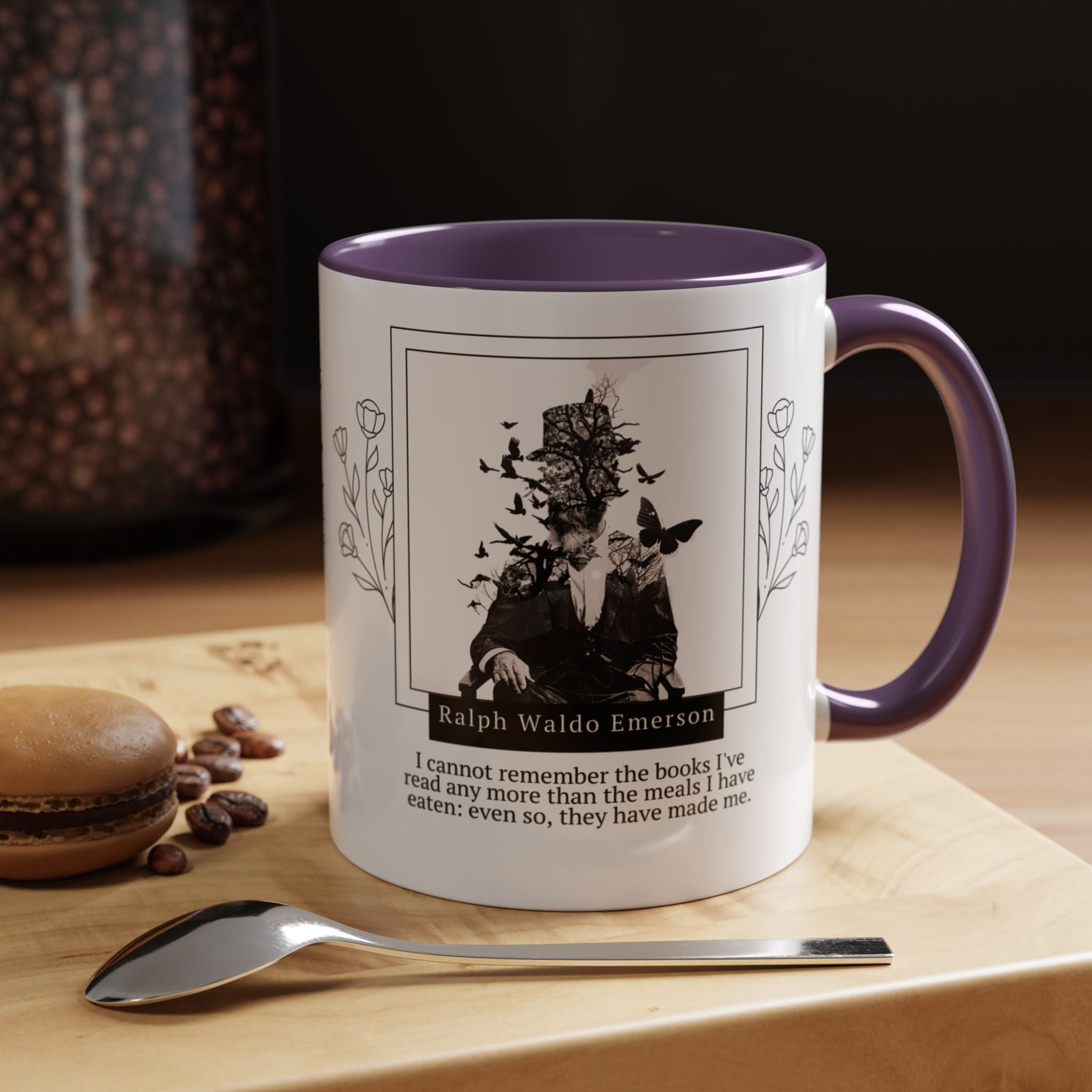 Ralph Waldo Emerson Book Quote Coffee Mug | Reflective Accent Mug (11, 15oz) | Gift for Book Lovers | Gift for Teachers