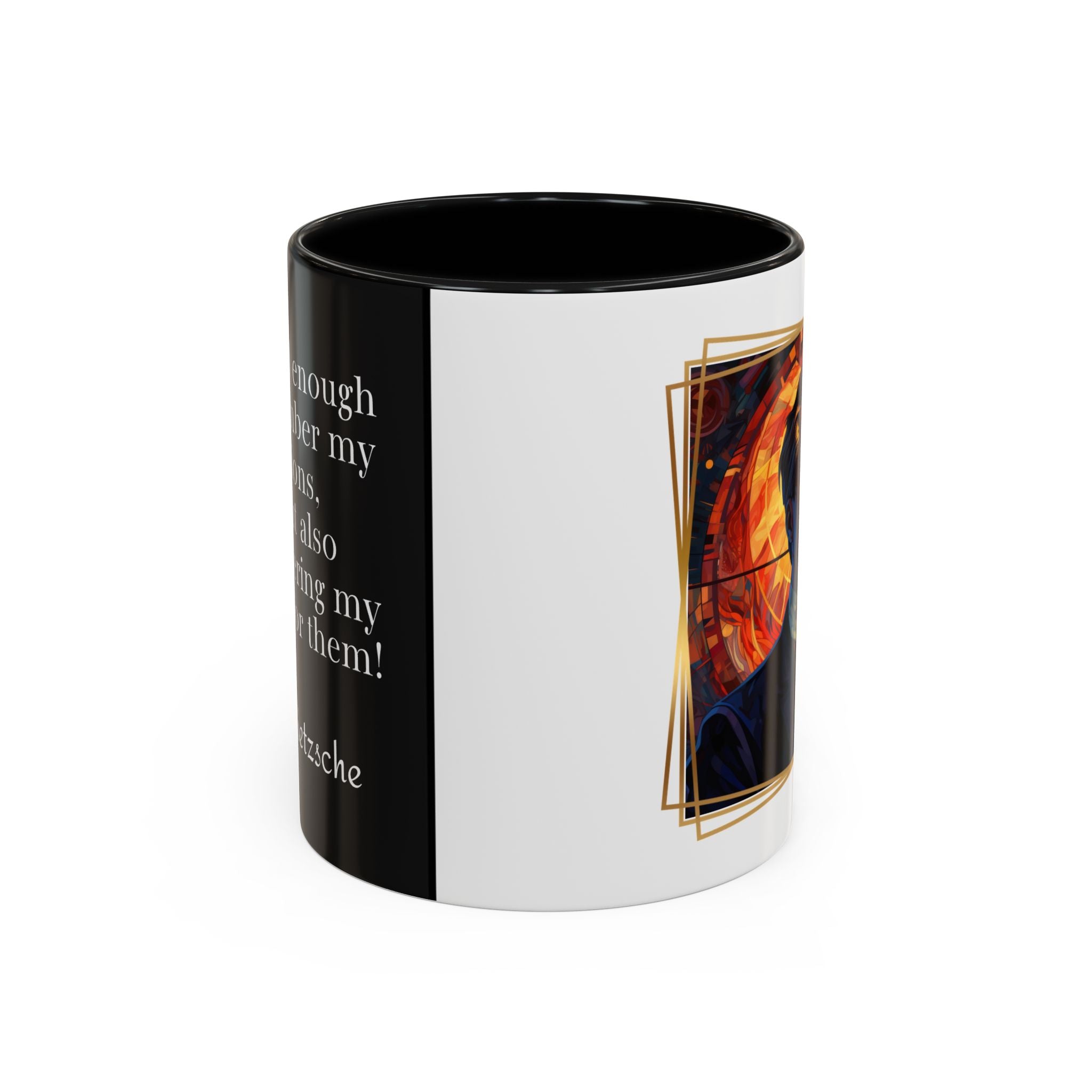 Nietzsche Pic with  Opinions and Reasons Quote Coffee Cup | 11oz, 15oz Accent Mugs for Philosophy Lovers & Thoughtful Gifts