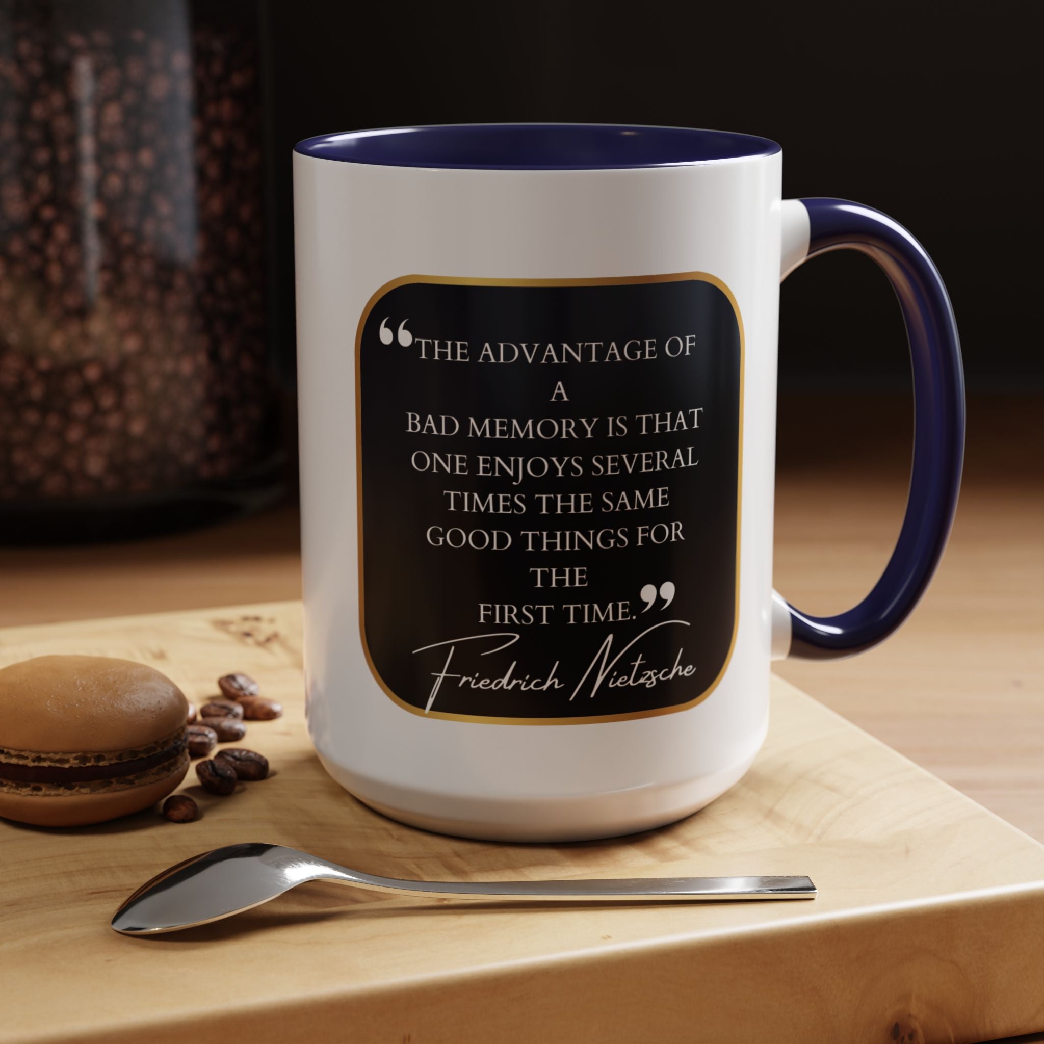 Nietzsche Bad Memory Advantage Quote Coffee Cup | 11oz, 15oz Accent Mugs for Philosophy Lovers & Thoughtful Gifts