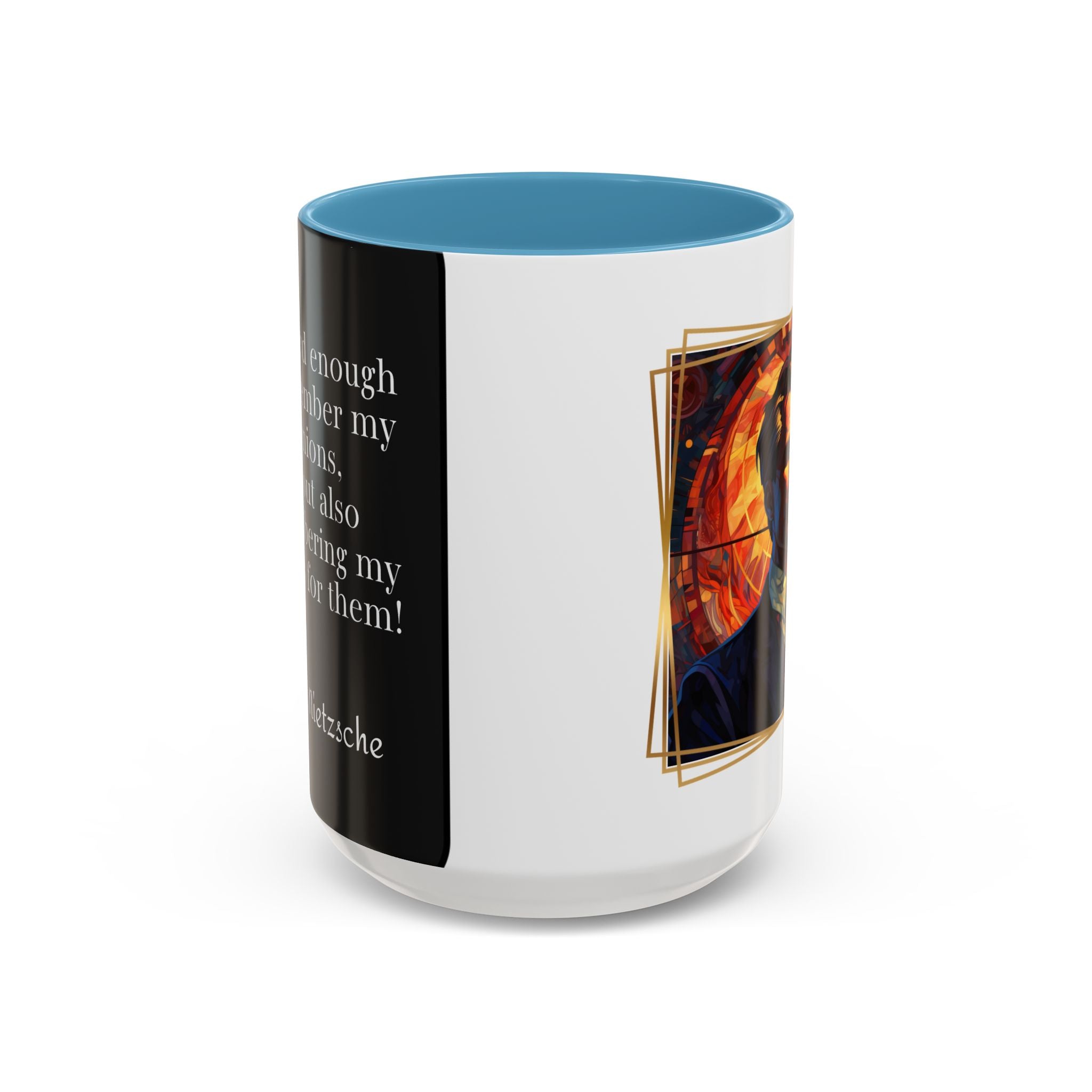 Nietzsche Pic with  Opinions and Reasons Quote Coffee Cup | 11oz, 15oz Accent Mugs for Philosophy Lovers & Thoughtful Gifts