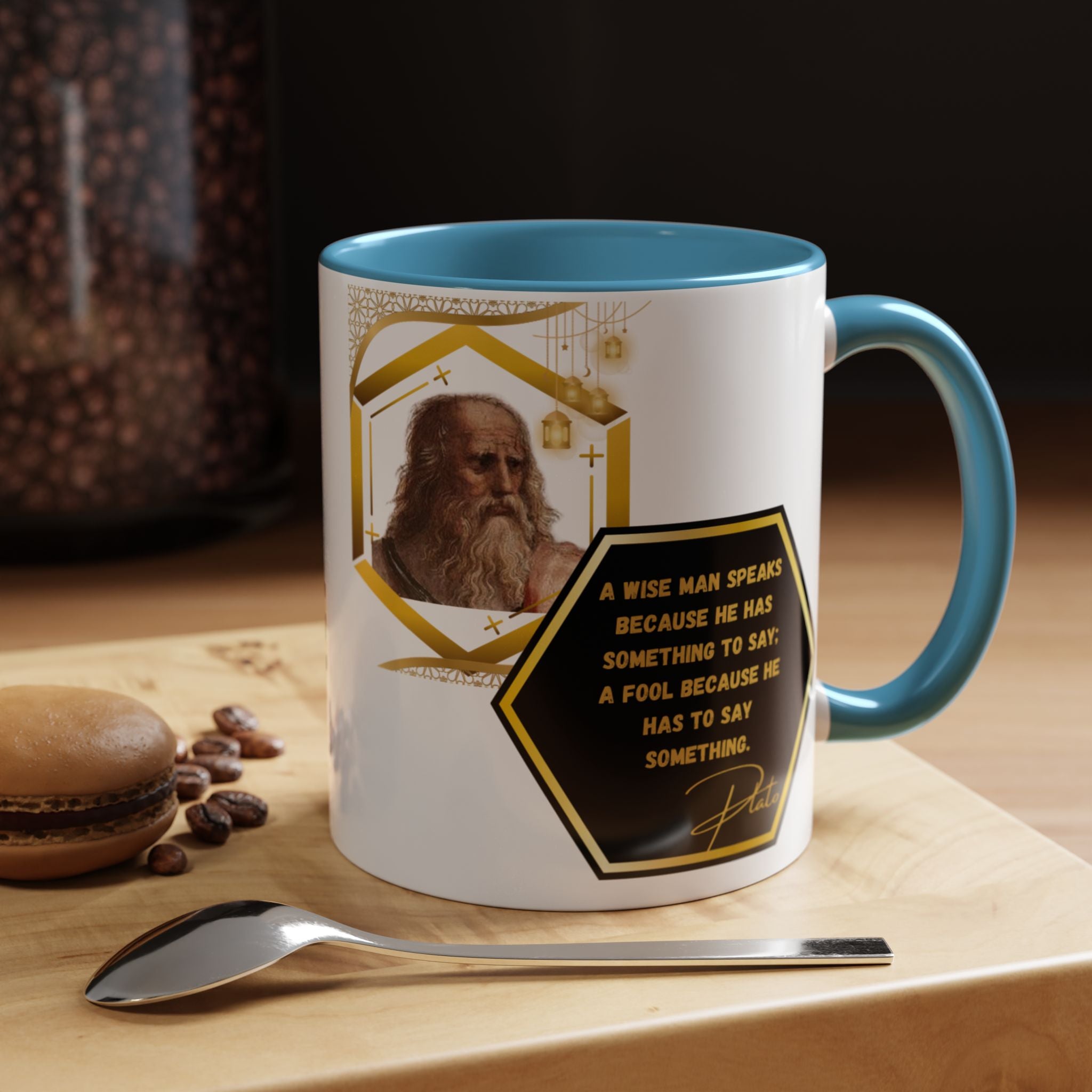 Plato Wise Man Speaks Quote Mug | Philosophical Wisdom Coffee Cup | 11oz, 15oz Accent Mugs for Deep Thinkers & Learners
