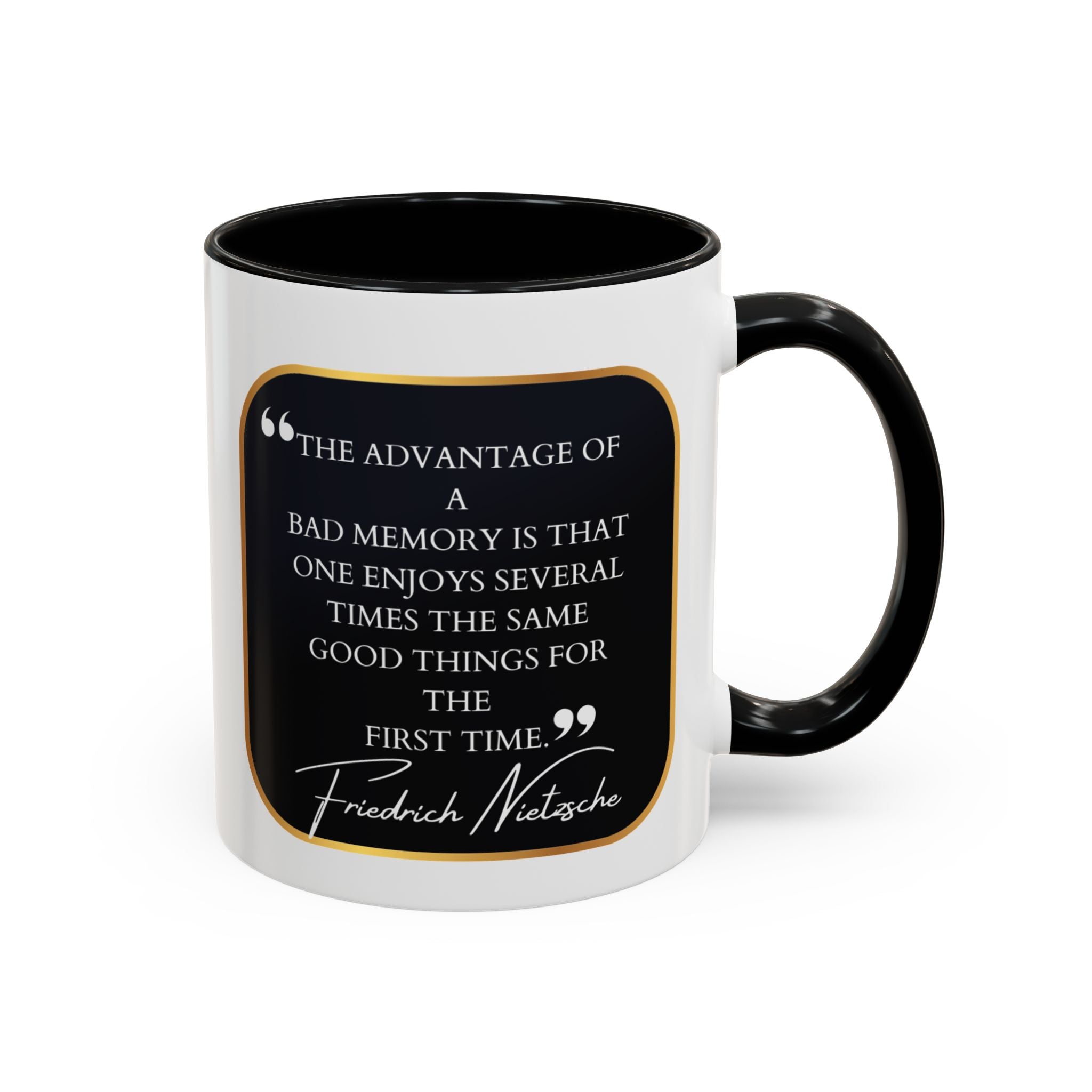 Nietzsche Bad Memory Advantage Quote Coffee Cup | 11oz, 15oz Accent Mugs for Philosophy Lovers & Thoughtful Gifts