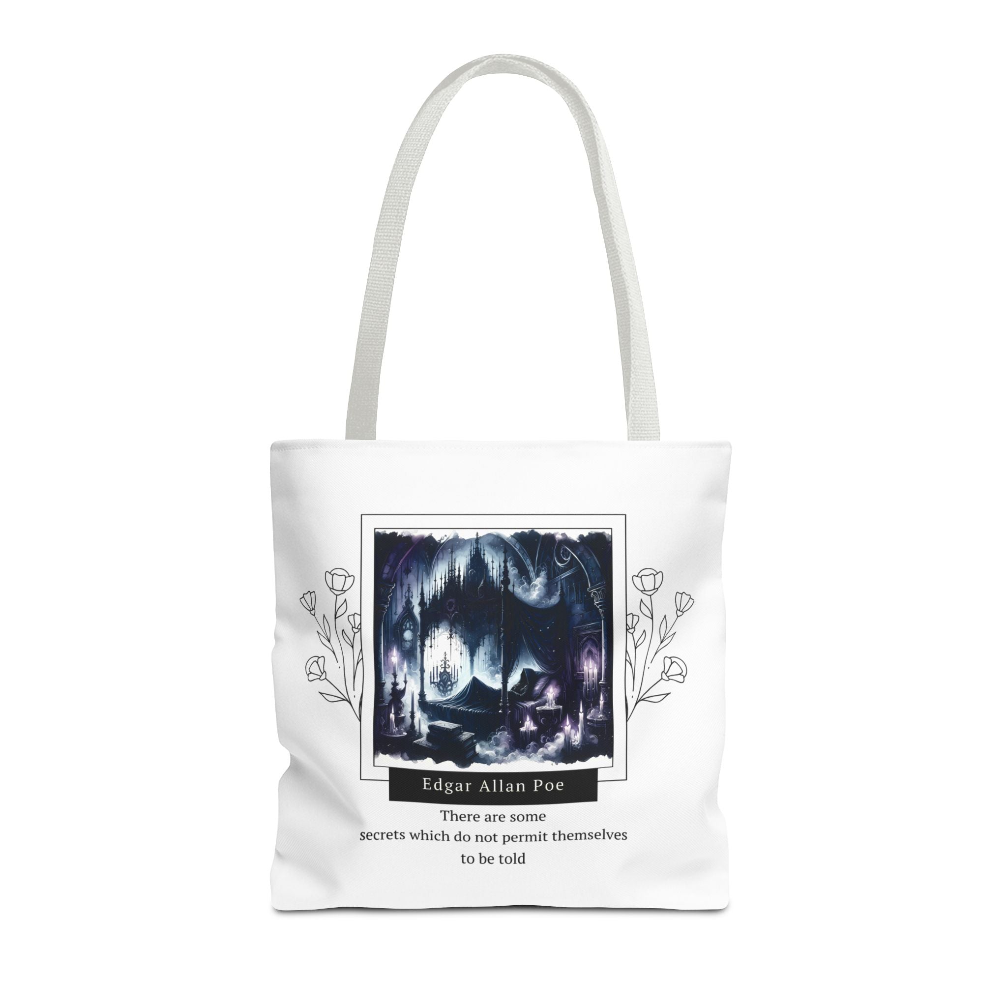 Edgar Allan Poe Secrets Quote Tote Bag | Mysterious AOP Tote