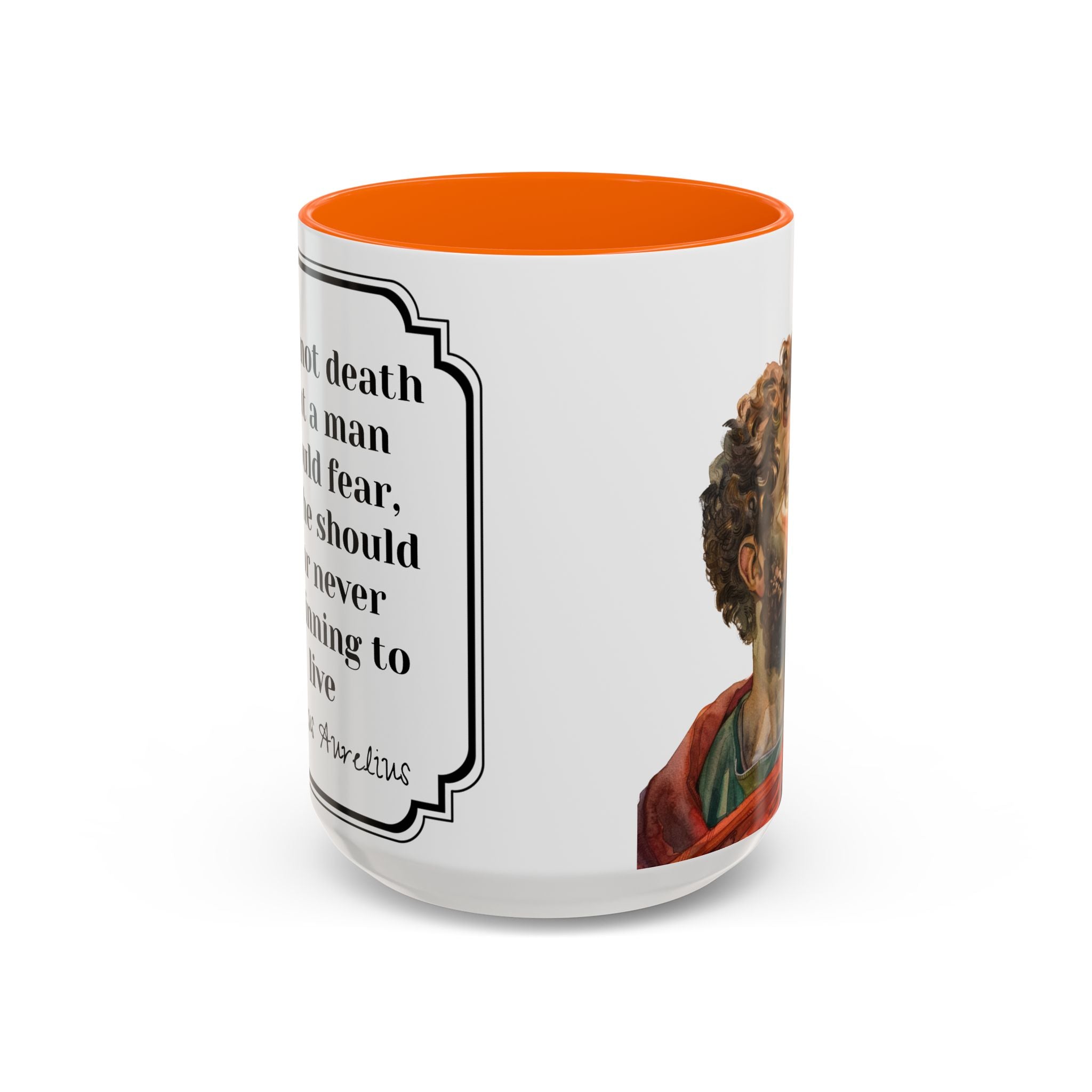 Marcus Aurelius death vs living Quote Mug | Philosophical Coffee Cup | 11oz, 15oz Accent Mugs for Thinkers| Stoics| Roman Empire