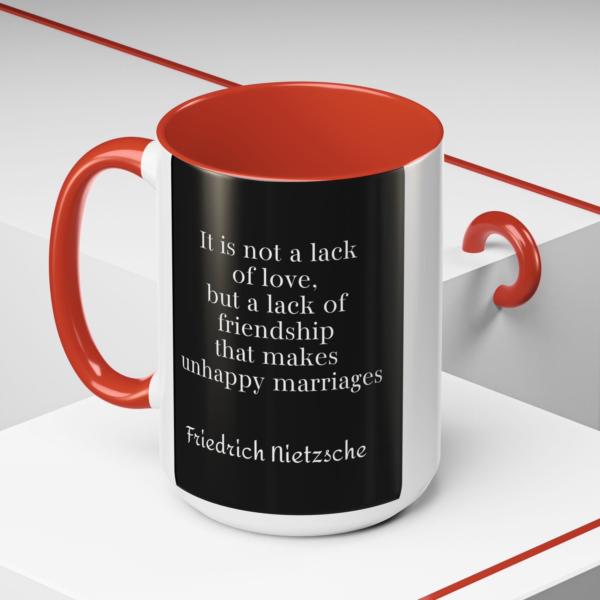 Nietzsche Friendship makes a Marriage Quote Coffee Cup | 11oz, 15oz Accent Mugs for Philosophy Lovers & Thoughtful Gifts