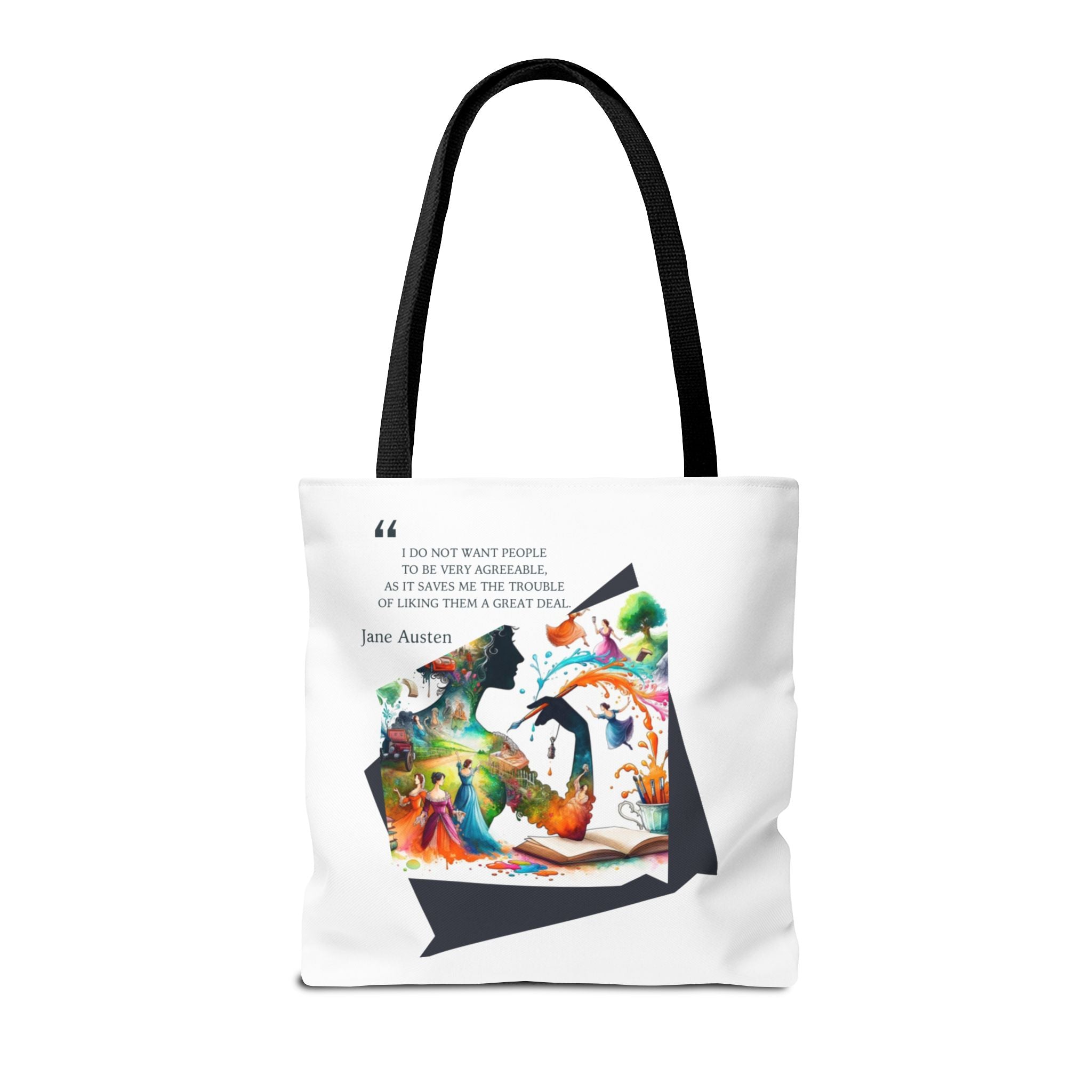 Jane Austen - I don't want to like people quote Tote Bag (AOP) in 3 sizes| Literary Gifts | Pride and Prejudice| Perfect Gift for Austen Fan
