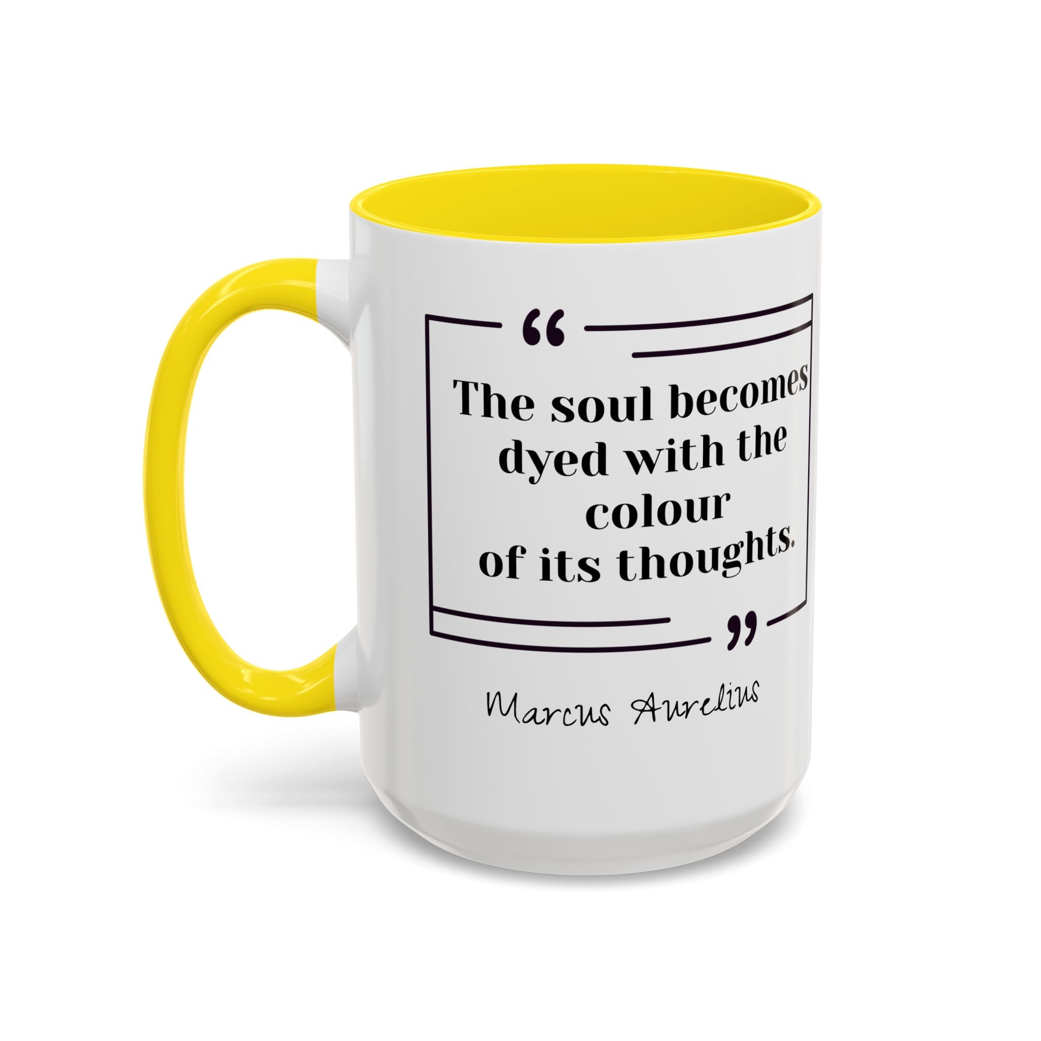 Marcus Aurelius Colour of a Soul Quote Mug | Philosophical Coffee Cup | 11oz, 15oz Accent Mugs for Thinkers| Stoics| Roman Empire