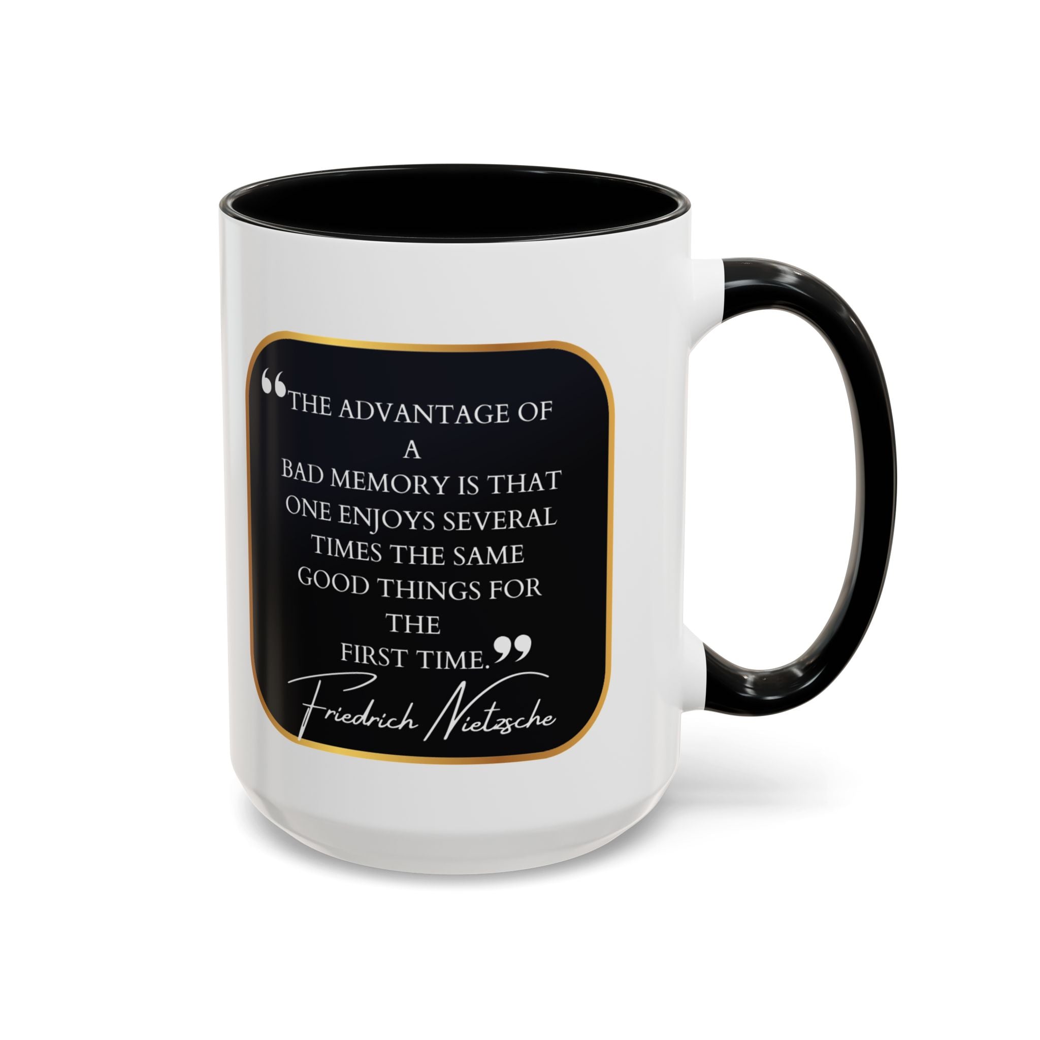 Nietzsche Bad Memory Advantage Quote Coffee Cup | 11oz, 15oz Accent Mugs for Philosophy Lovers & Thoughtful Gifts