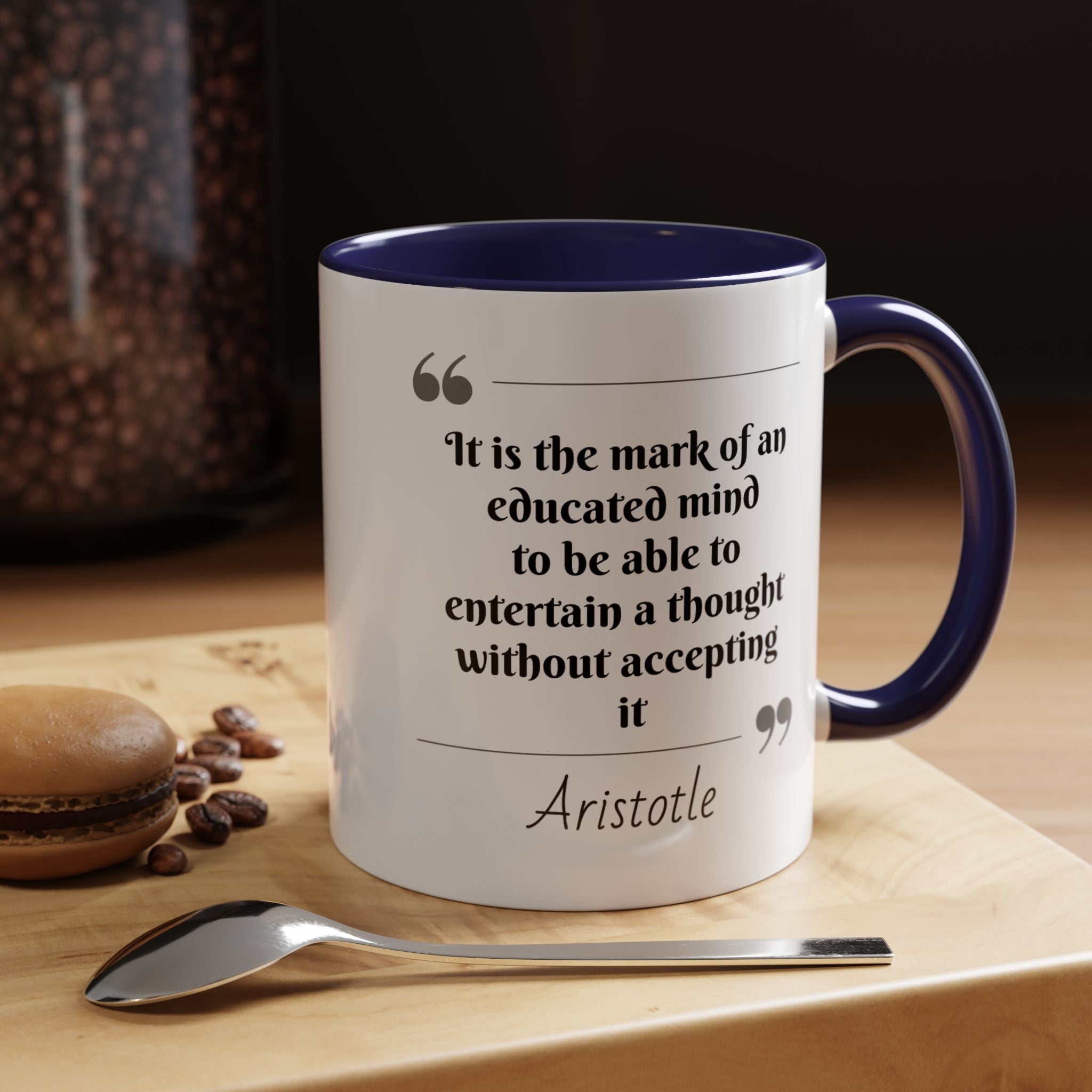 Aristotle Educated Mind Quote Mug | Motivational Philosophy Cup | 11oz, 15oz Accent Mugs for Thinkers & Positivity Lovers