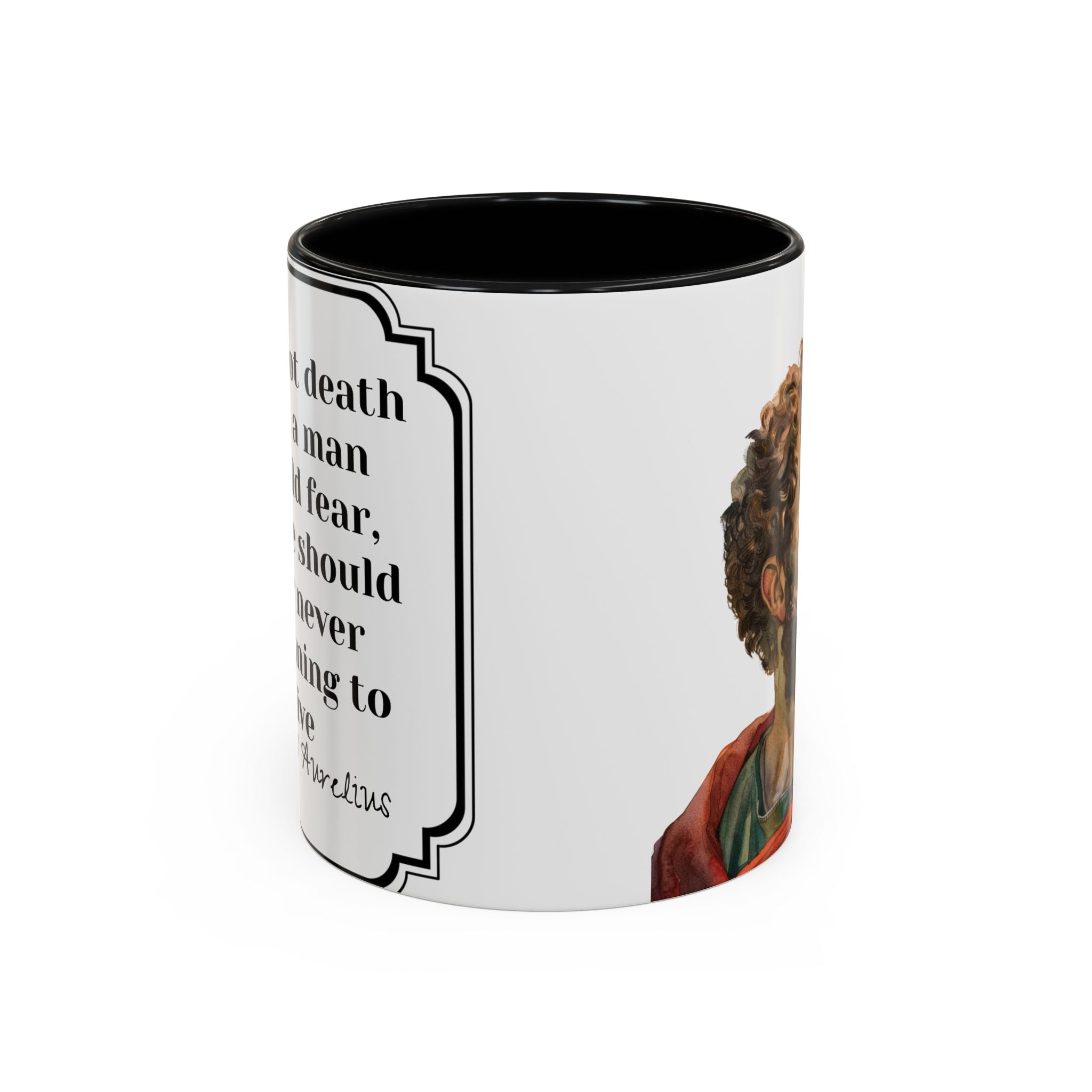 Marcus Aurelius death vs living Quote Mug | Philosophical Coffee Cup | 11oz, 15oz Accent Mugs for Thinkers| Stoics| Roman Empire