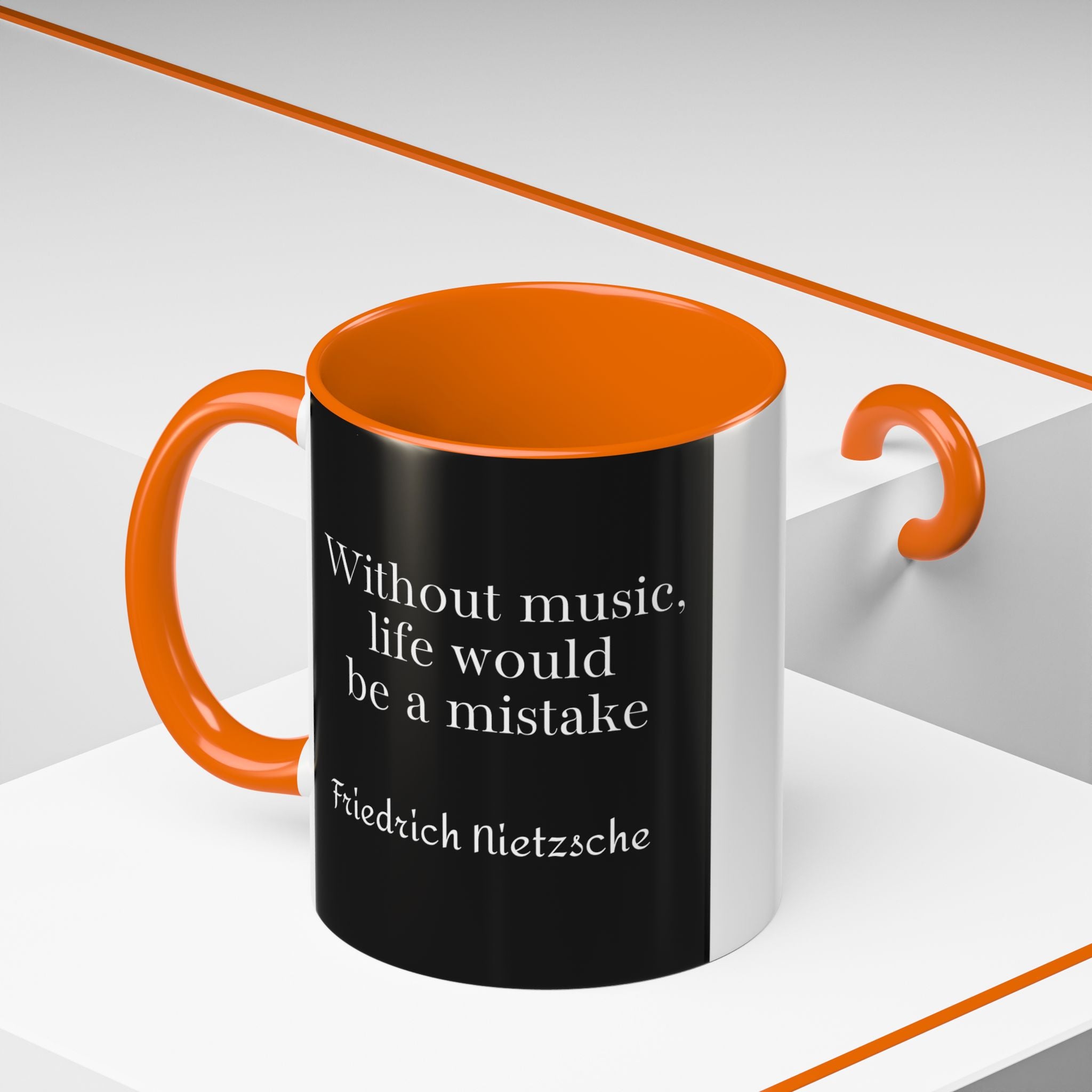 Nietzsche  - Without music, life would be a mistakeQuote Coffee Cup | 11oz, 15oz Accent Mugs for Philosophy Lovers & Thoughtful Gifts