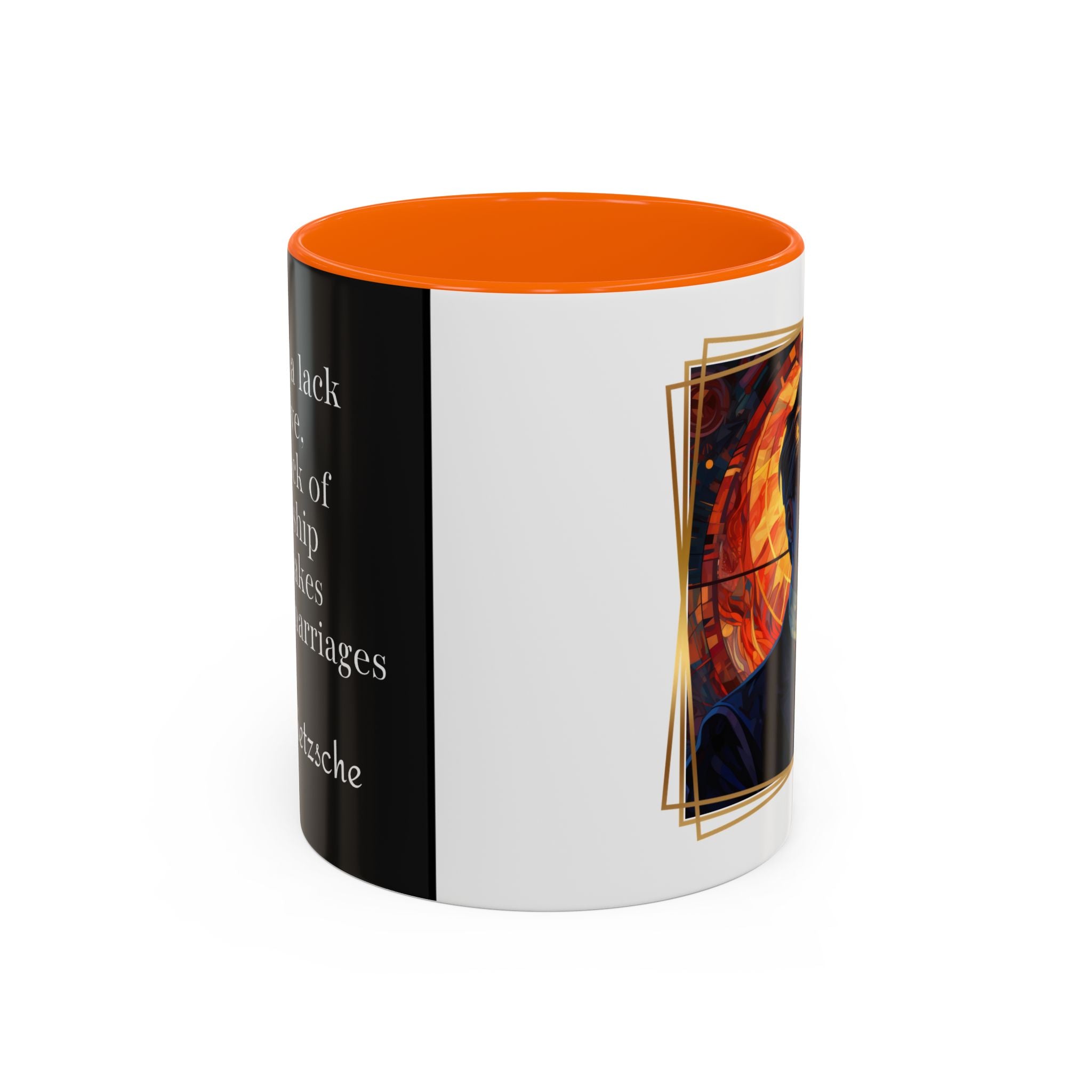 Nietzsche Friendship makes a Marriage Quote Coffee Cup | 11oz, 15oz Accent Mugs for Philosophy Lovers & Thoughtful Gifts