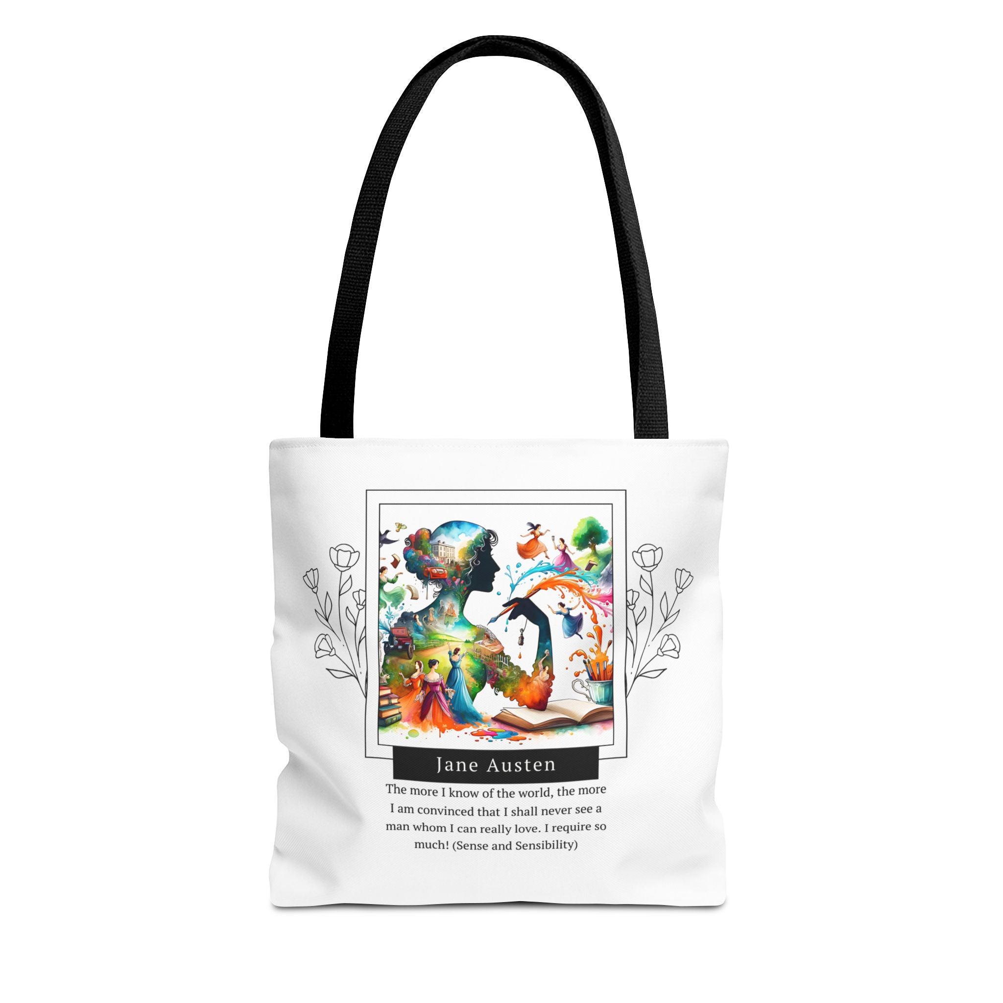 Jane Austen Man I can love quote Tote Bag (AOP) in 3 sizes| Literary Gifts | Pride and Prejudice| Perfect Gift for Austen Fans