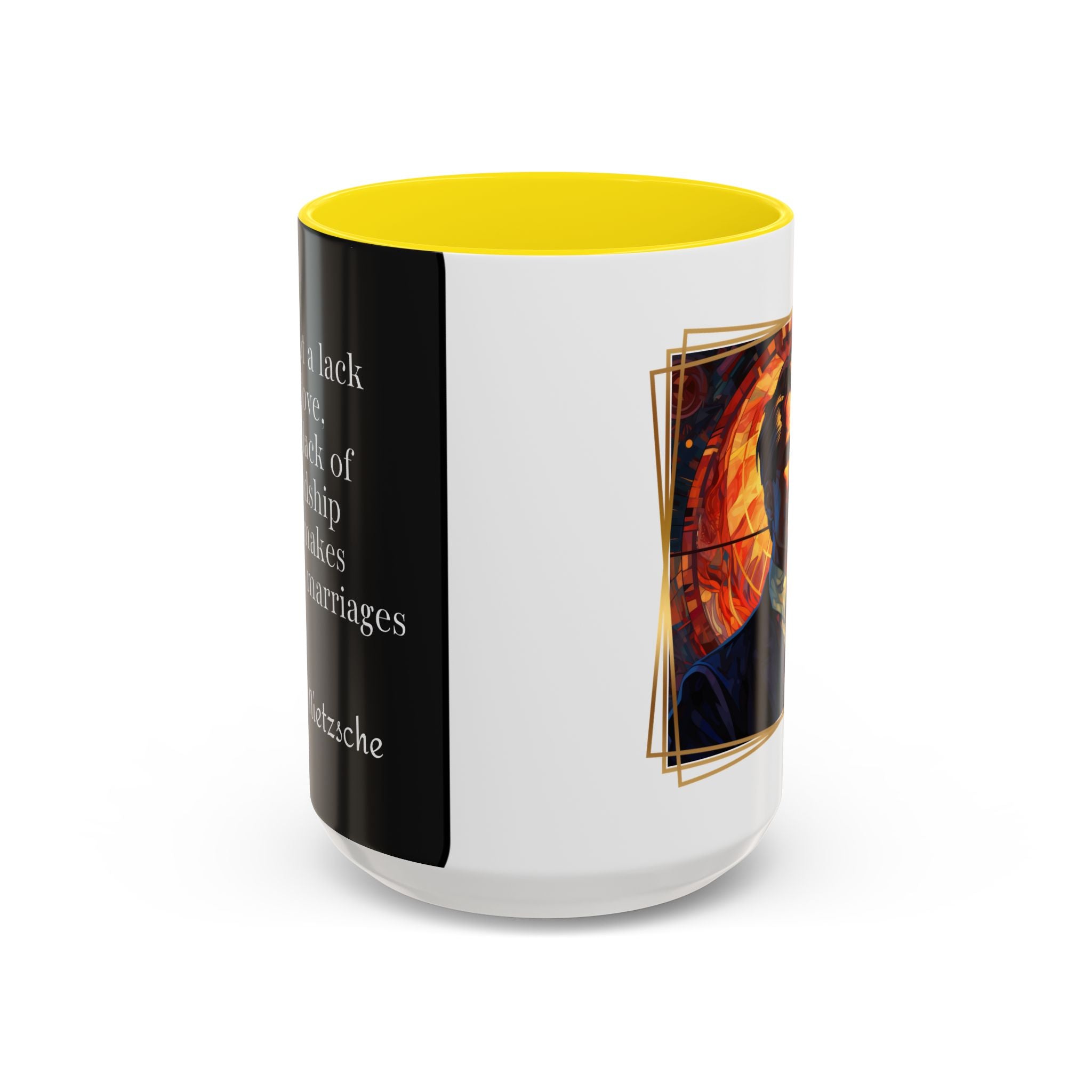 Nietzsche Friendship makes a Marriage Quote Coffee Cup | 11oz, 15oz Accent Mugs for Philosophy Lovers & Thoughtful Gifts