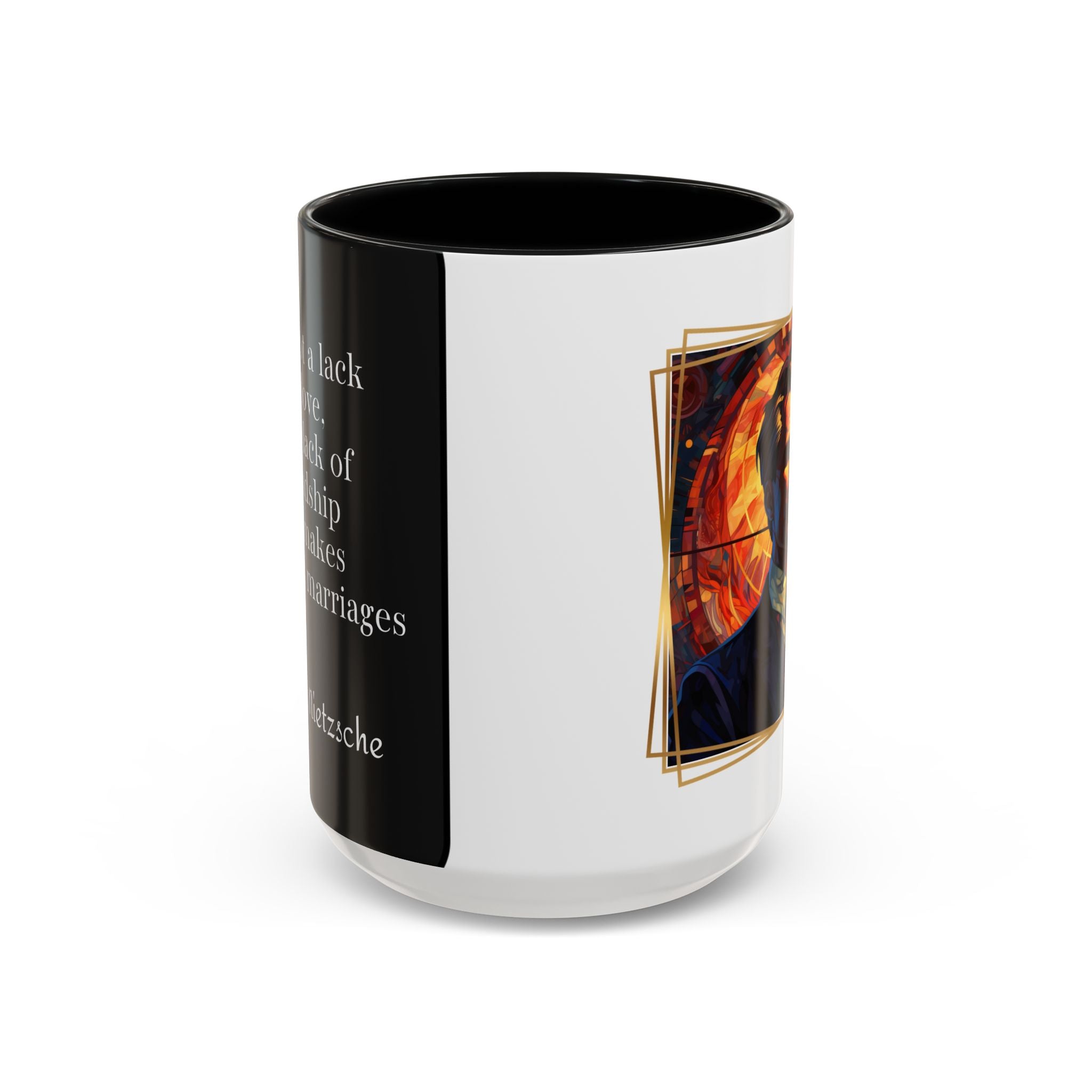 Nietzsche Friendship makes a Marriage Quote Coffee Cup | 11oz, 15oz Accent Mugs for Philosophy Lovers & Thoughtful Gifts