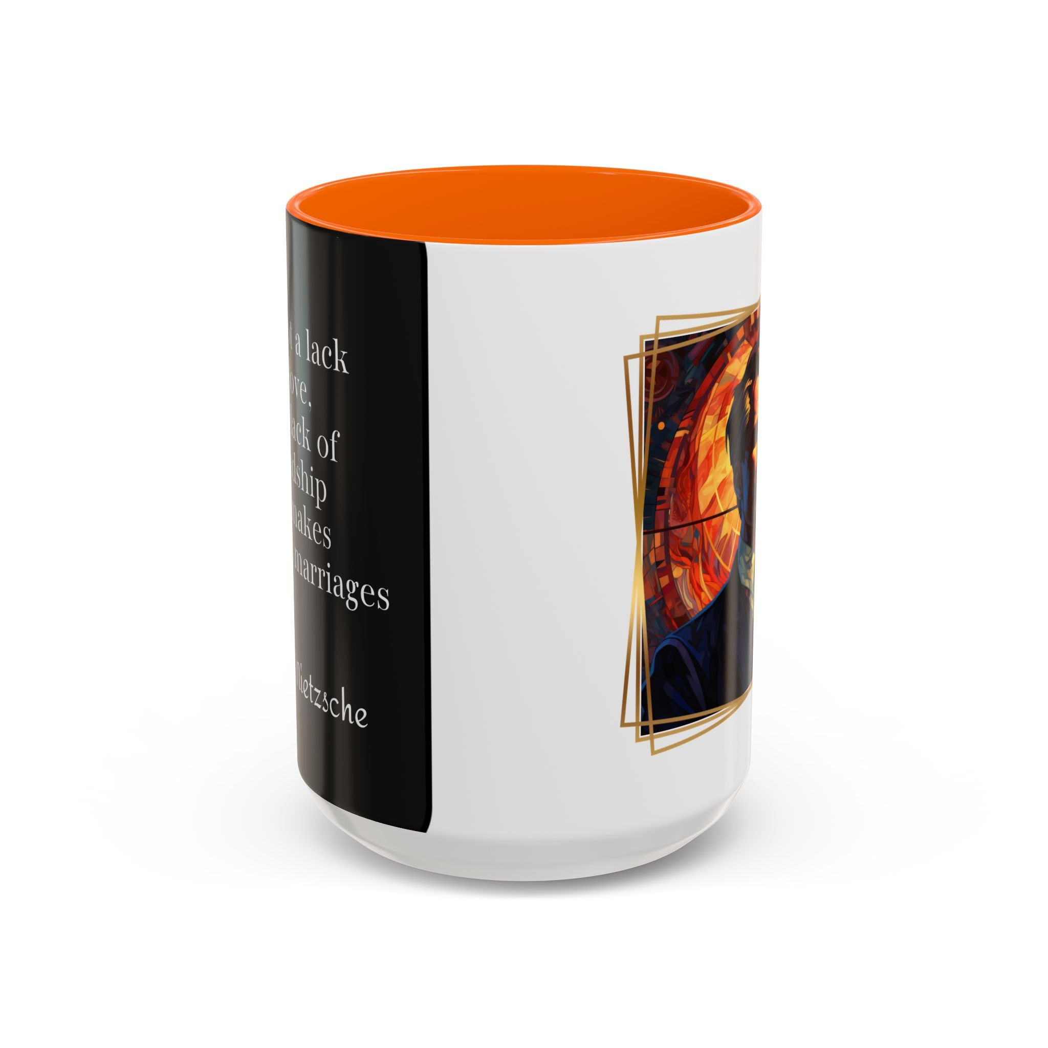 Nietzsche Friendship makes a Marriage Quote Coffee Cup | 11oz, 15oz Accent Mugs for Philosophy Lovers & Thoughtful Gifts