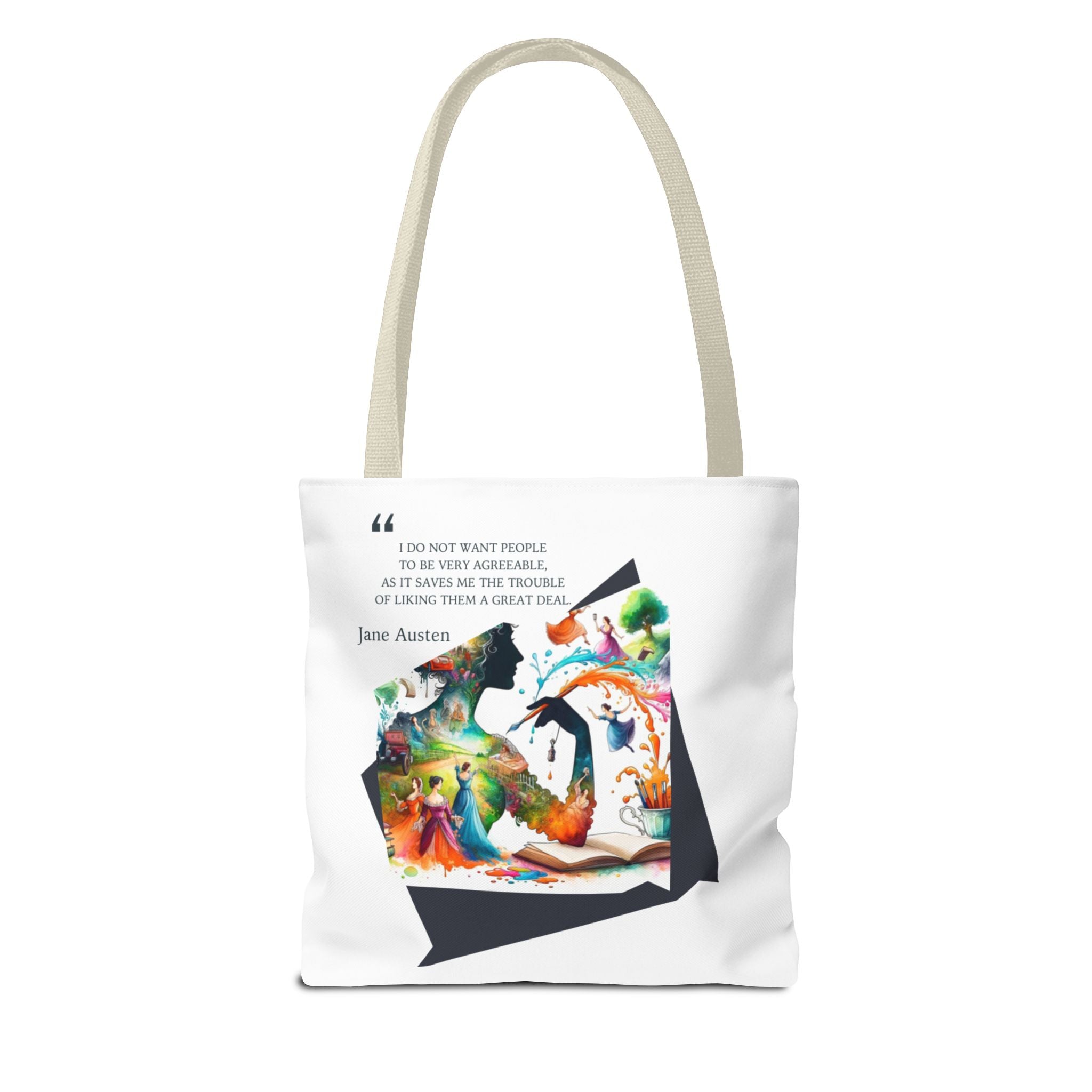 Jane Austen - I don't want to like people quote Tote Bag (AOP) in 3 sizes| Literary Gifts | Pride and Prejudice| Perfect Gift for Austen Fan