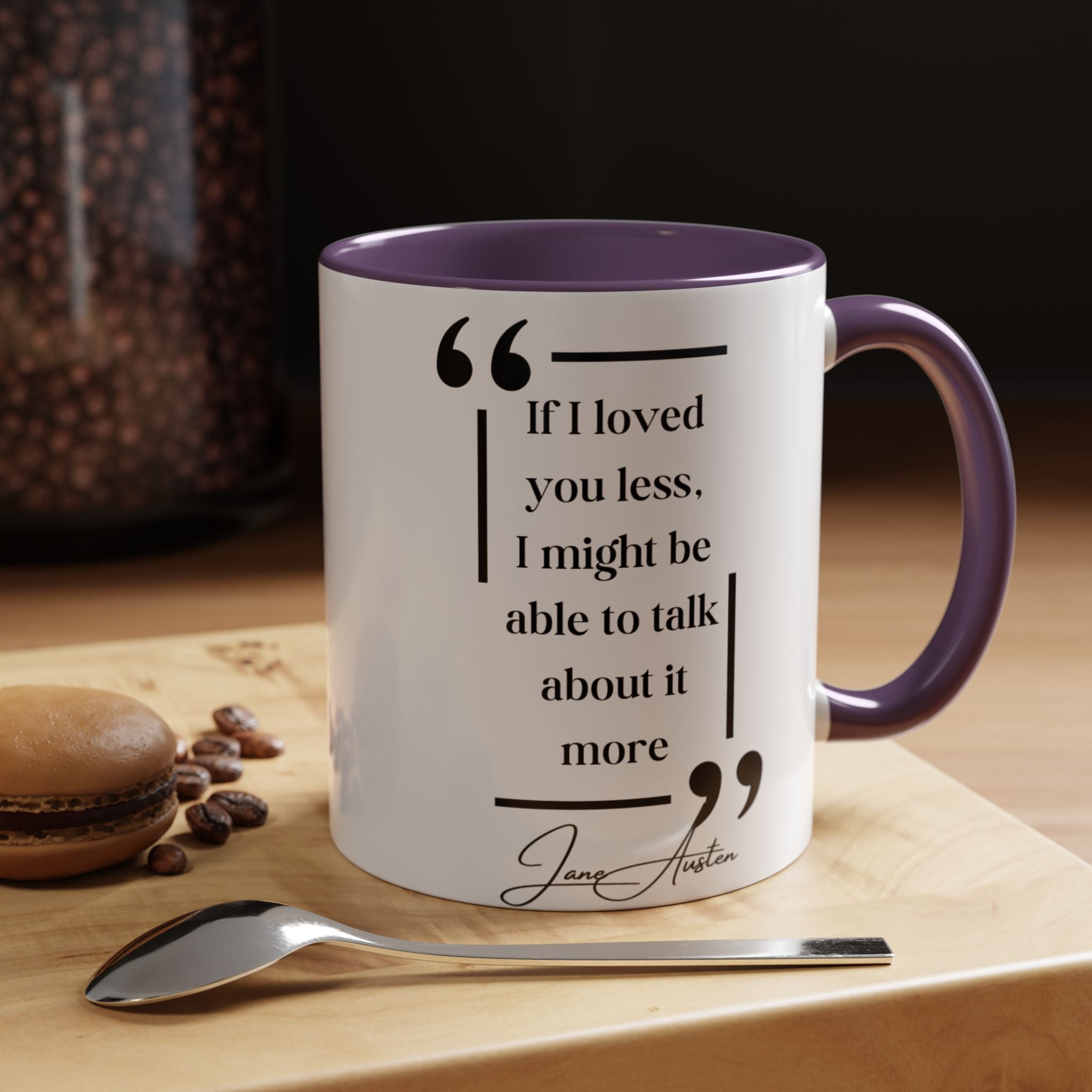 Jane Austen If I Loved You Less, I Might Talk About It More Author Picture Accent Coffee Mug - 11oz & 15oz Options | Romance Gift