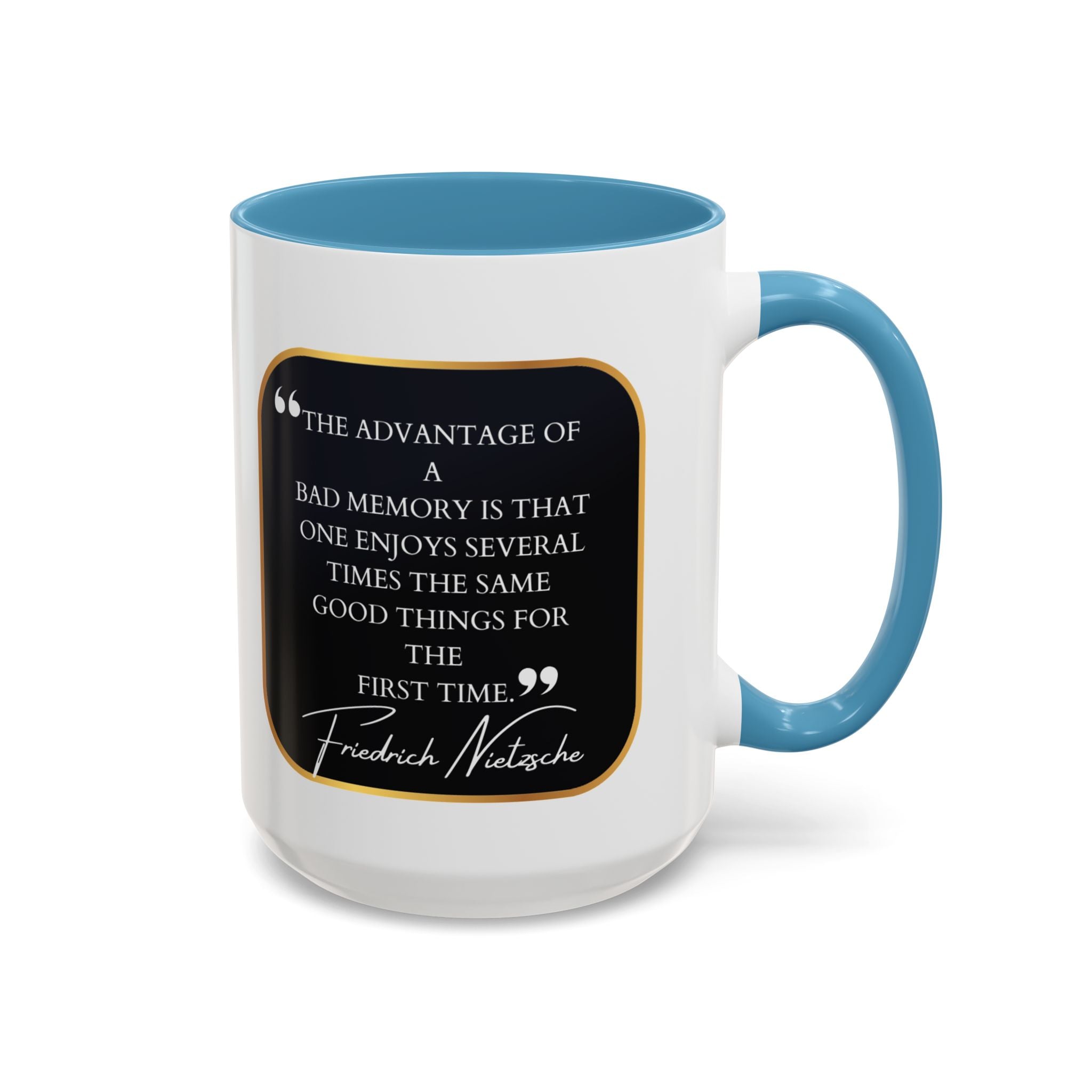 Nietzsche Bad Memory Advantage Quote Coffee Cup | 11oz, 15oz Accent Mugs for Philosophy Lovers & Thoughtful Gifts