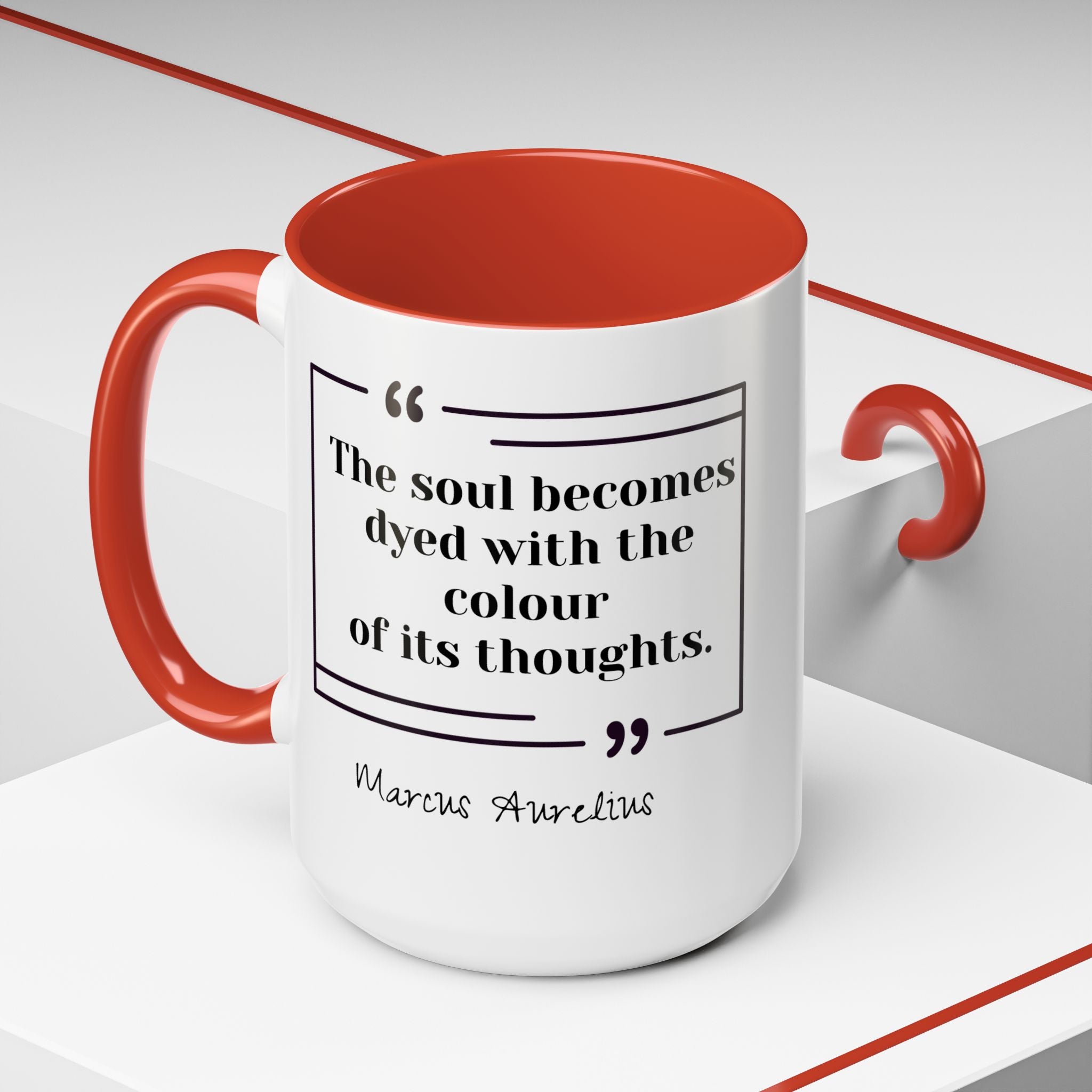 Marcus Aurelius Colour of a Soul Quote Mug | Philosophical Coffee Cup | 11oz, 15oz Accent Mugs for Thinkers| Stoics| Roman Empire