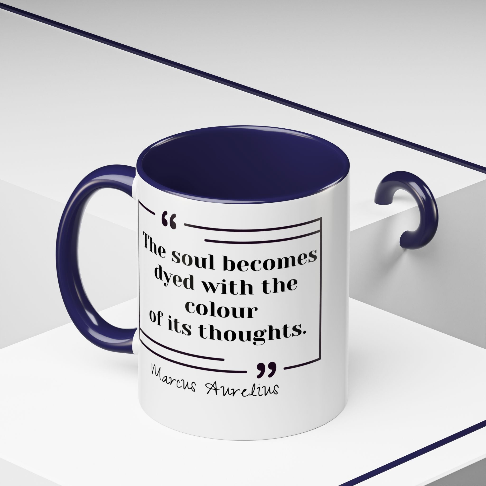 Marcus Aurelius Colour of a Soul Quote Mug | Philosophical Coffee Cup | 11oz, 15oz Accent Mugs for Thinkers| Stoics| Roman Empire