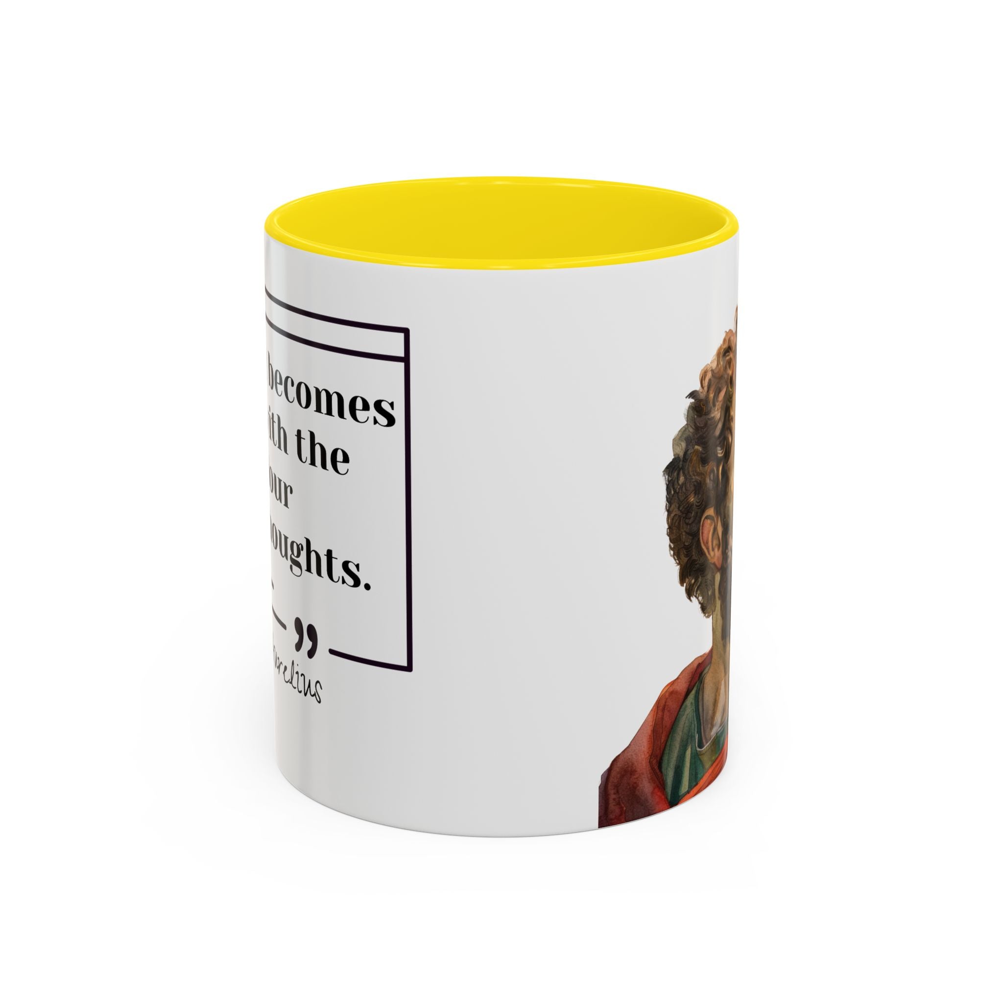 Marcus Aurelius Colour of a Soul Quote Mug | Philosophical Coffee Cup | 11oz, 15oz Accent Mugs for Thinkers| Stoics| Roman Empire