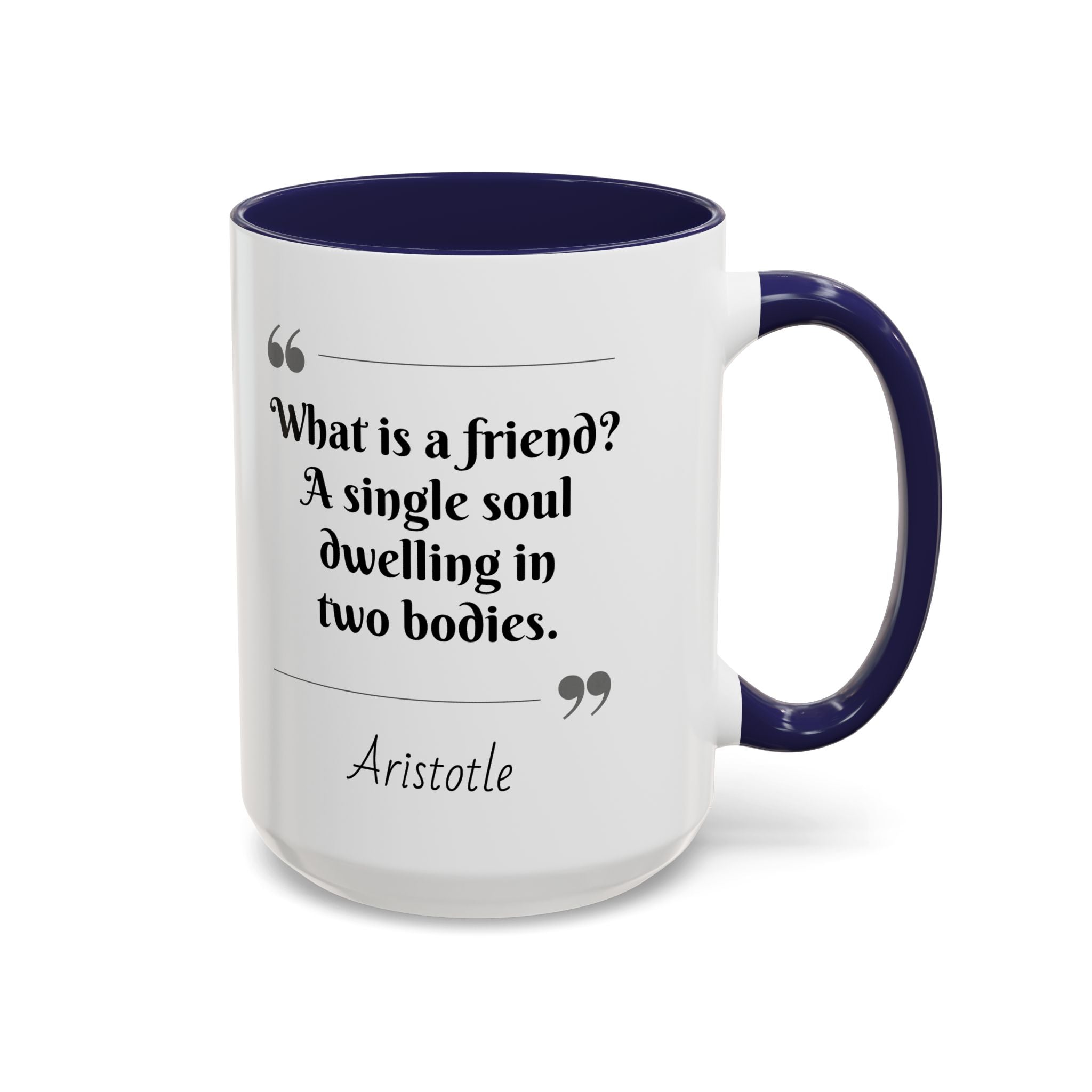 Aristotle What is a Friend Quote Mug | Motivational Philosophy Cup | 11oz, 15oz Accent Mugs for Thinkers & Positivity Lovers