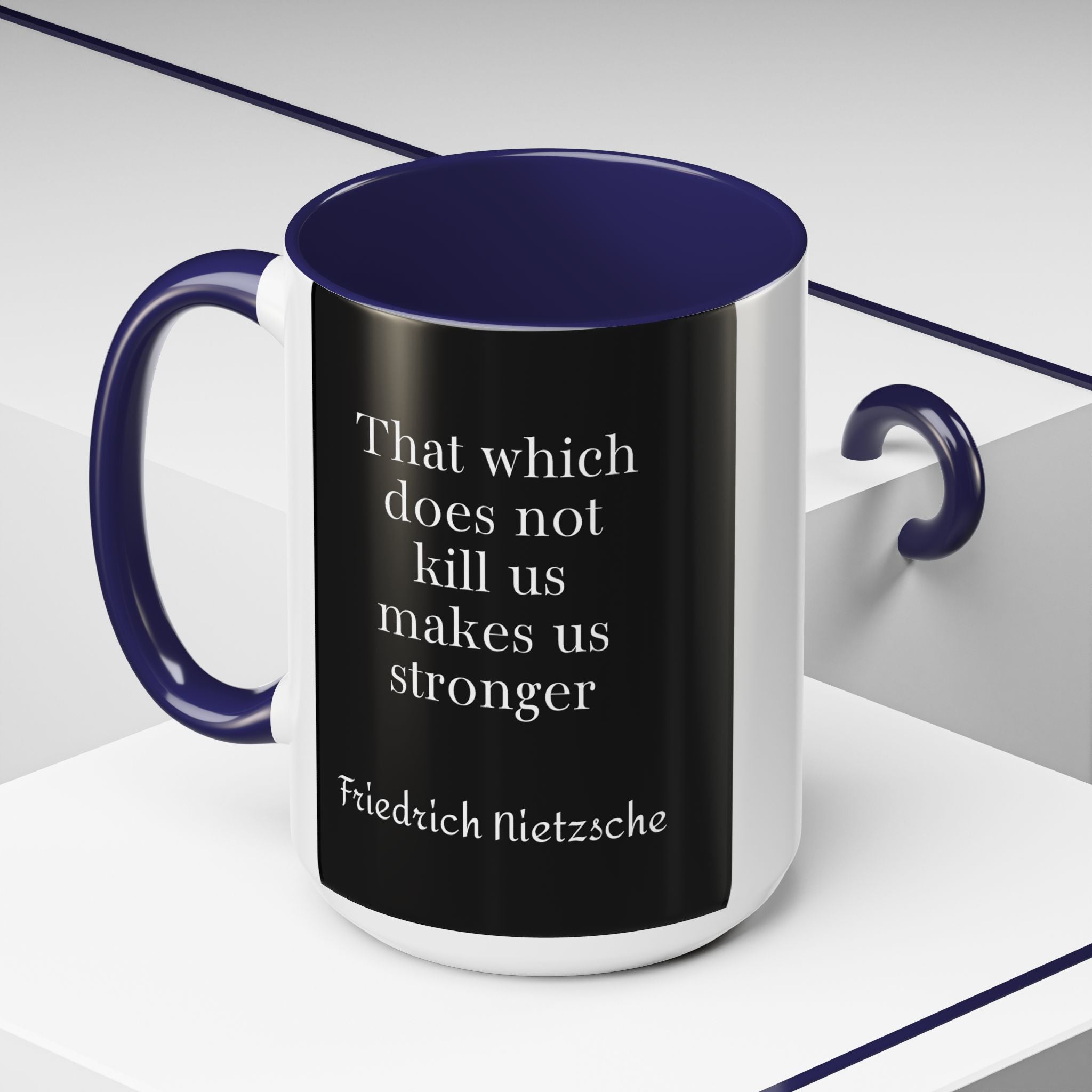 Nietzsche What does not kill us Quote Coffee Cup | 11oz, 15oz Accent Mugs for Philosophy Lovers & Thoughtful Gifts