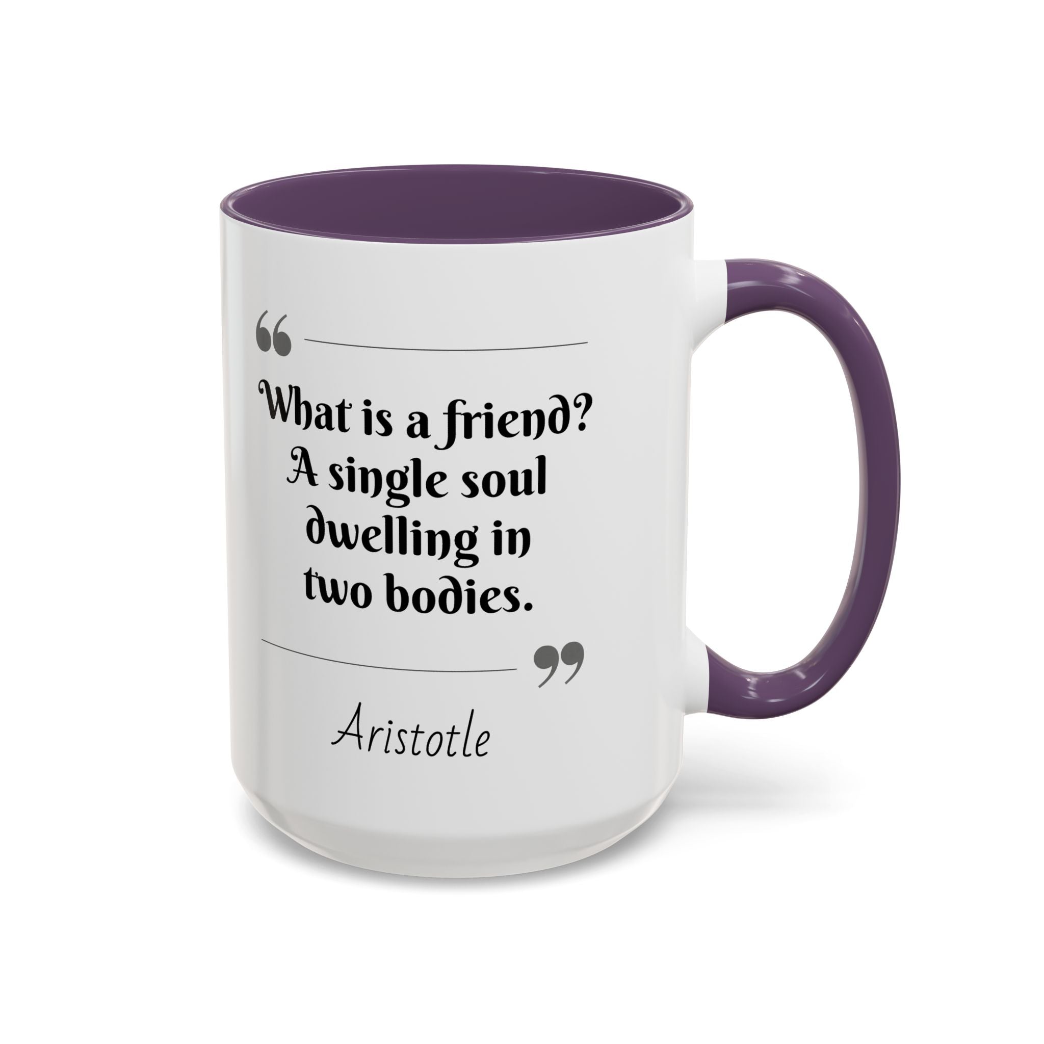 Aristotle What is a Friend Quote Mug | Motivational Philosophy Cup | 11oz, 15oz Accent Mugs for Thinkers & Positivity Lovers