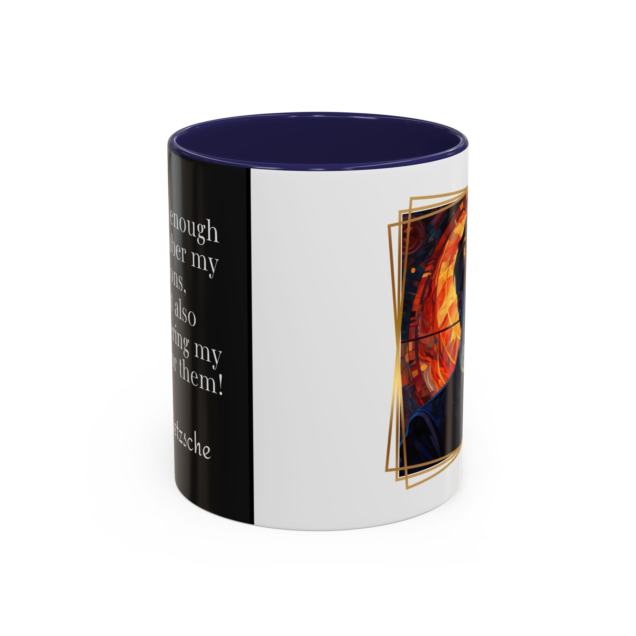 Nietzsche Pic with  Opinions and Reasons Quote Coffee Cup | 11oz, 15oz Accent Mugs for Philosophy Lovers & Thoughtful Gifts