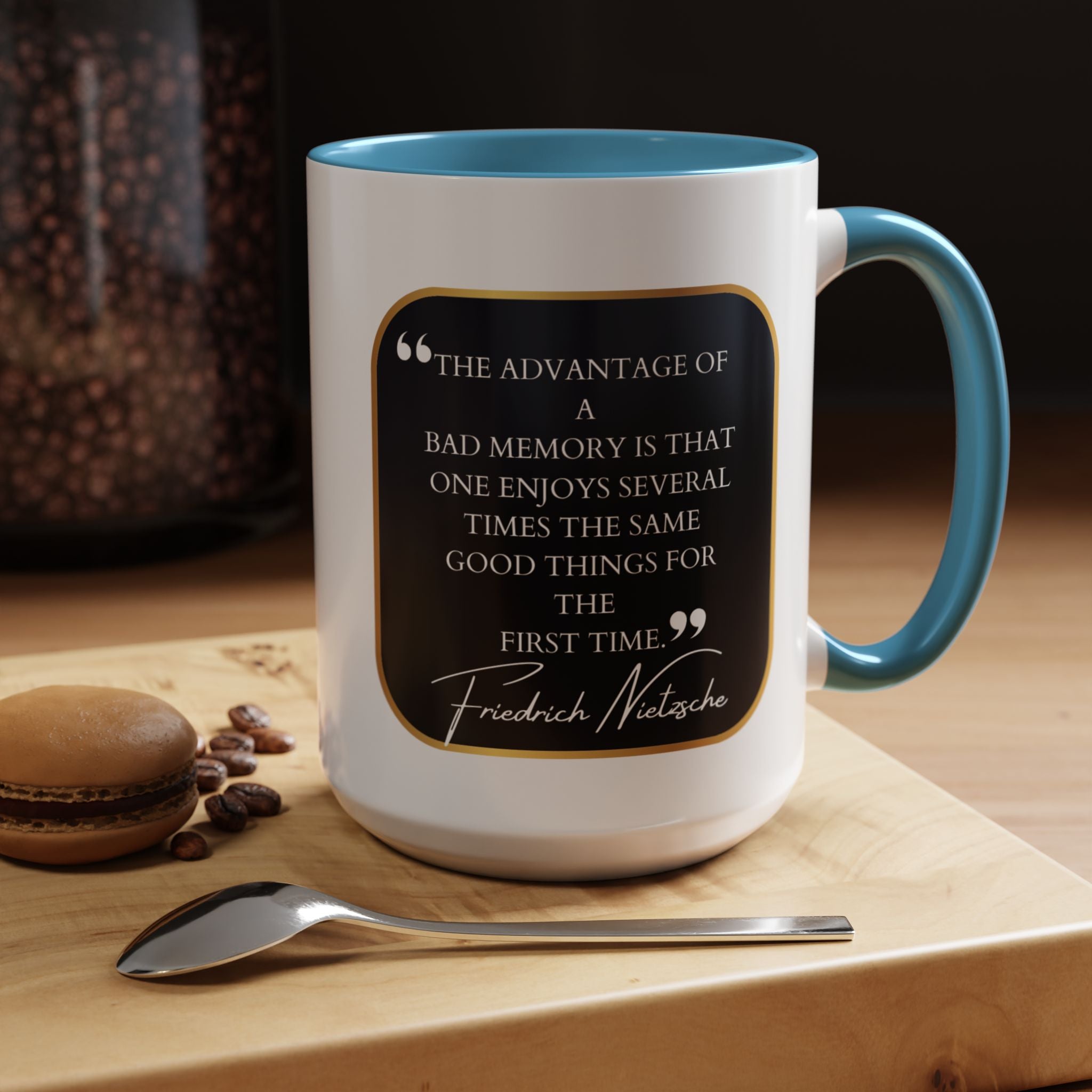 Nietzsche Bad Memory Advantage Quote Coffee Cup | 11oz, 15oz Accent Mugs for Philosophy Lovers & Thoughtful Gifts