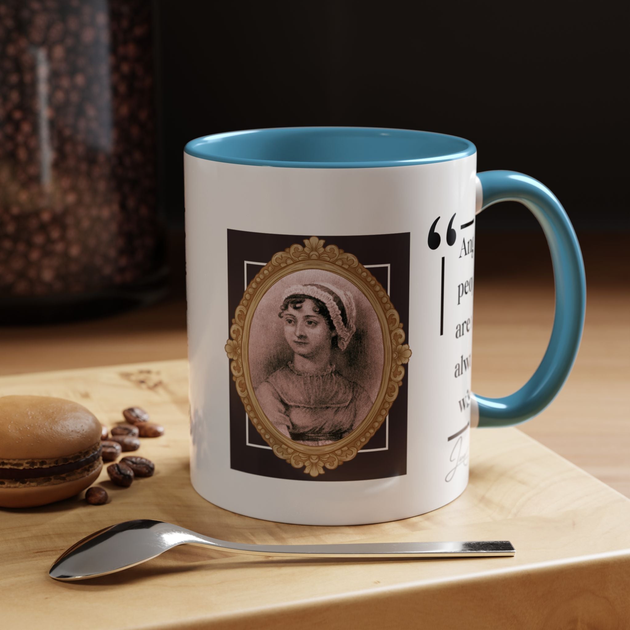 Jane Austen Quote Angry People Are Not Always Wise Author Picture Accent Coffee Mug - 11oz & 15oz Options Mug (11, 15oz)