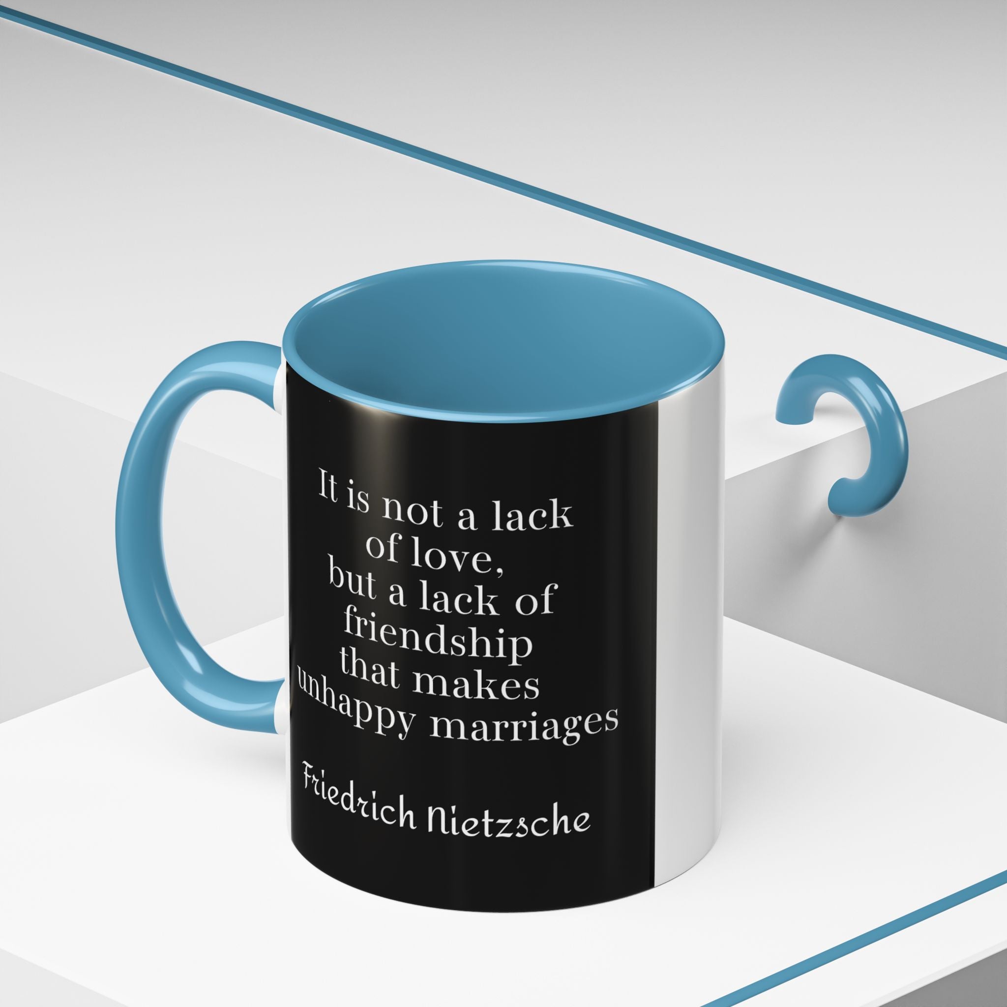 Nietzsche Friendship makes a Marriage Quote Coffee Cup | 11oz, 15oz Accent Mugs for Philosophy Lovers & Thoughtful Gifts