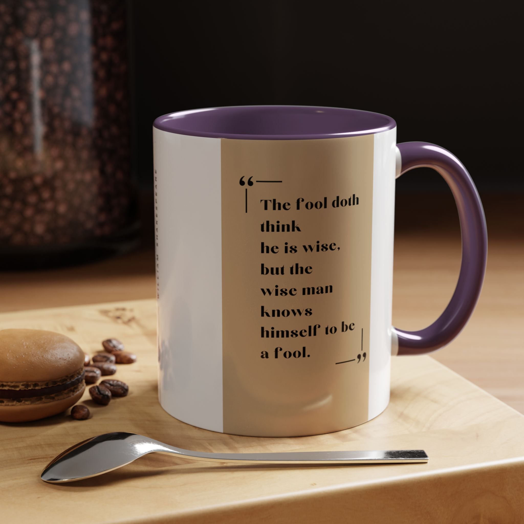 Shakespeare Wisdom Quote Mug | The Fool Thinks He's Wise Coffee Cup | 11oz, 15oz Accent Mugs for Literary Fans & Thinkers