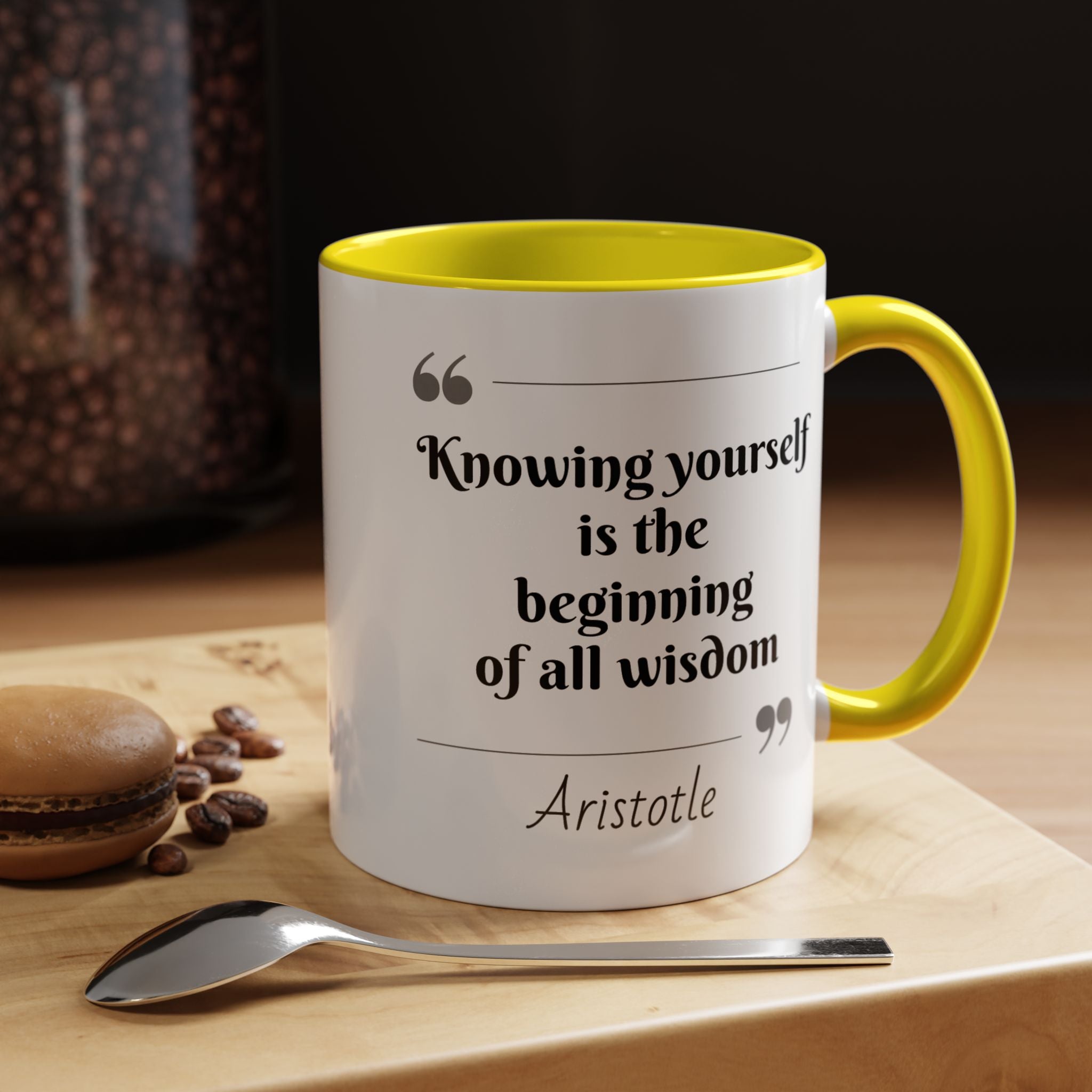 Aristotle Knowing Yourself Quote Mug | Motivational Philosophy Cup | 11oz, 15oz Accent Mugs for Thinkers & Positivity Lovers