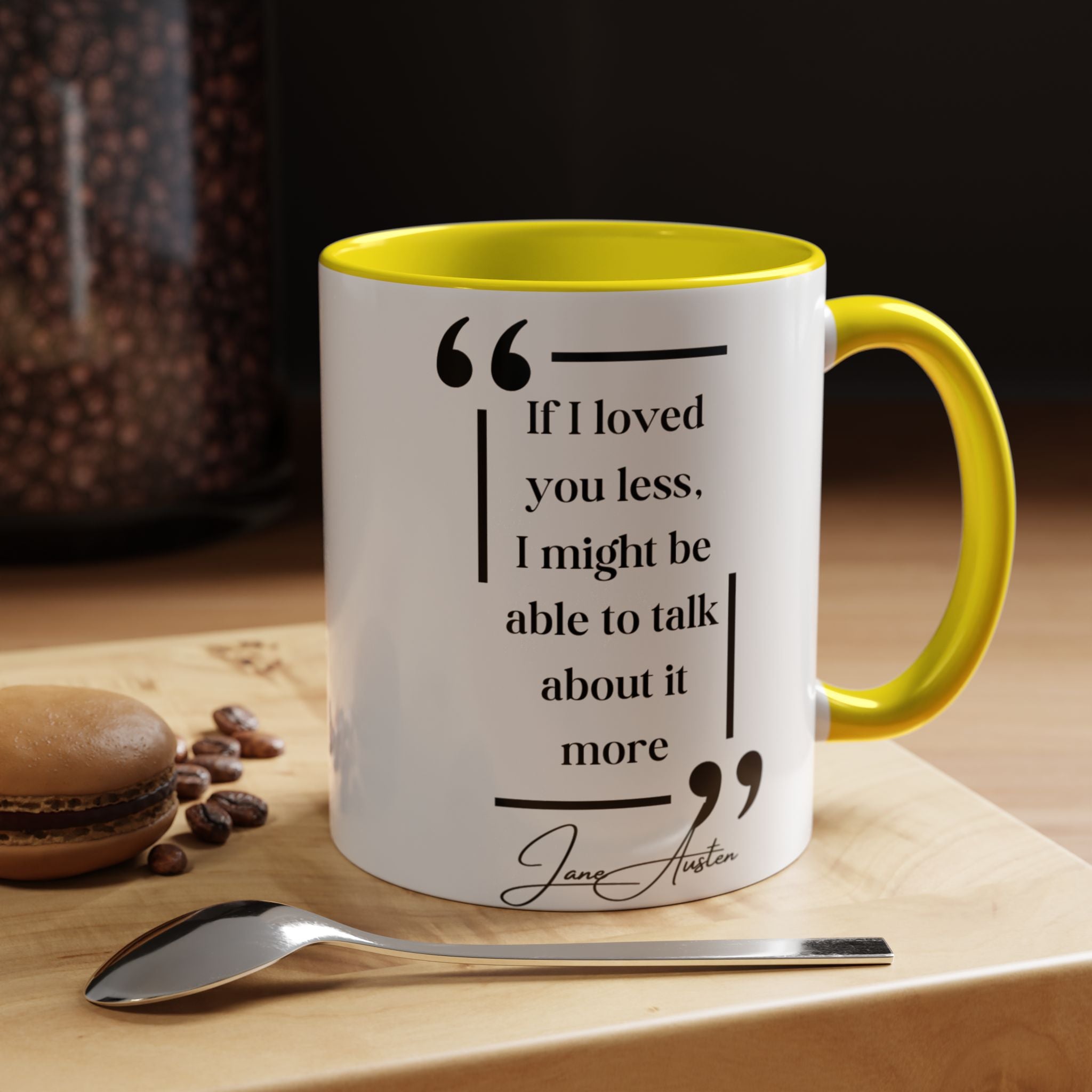 Jane Austen If I Loved You Less, I Might Talk About It More Author Picture Accent Coffee Mug - 11oz & 15oz Options | Romance Gift