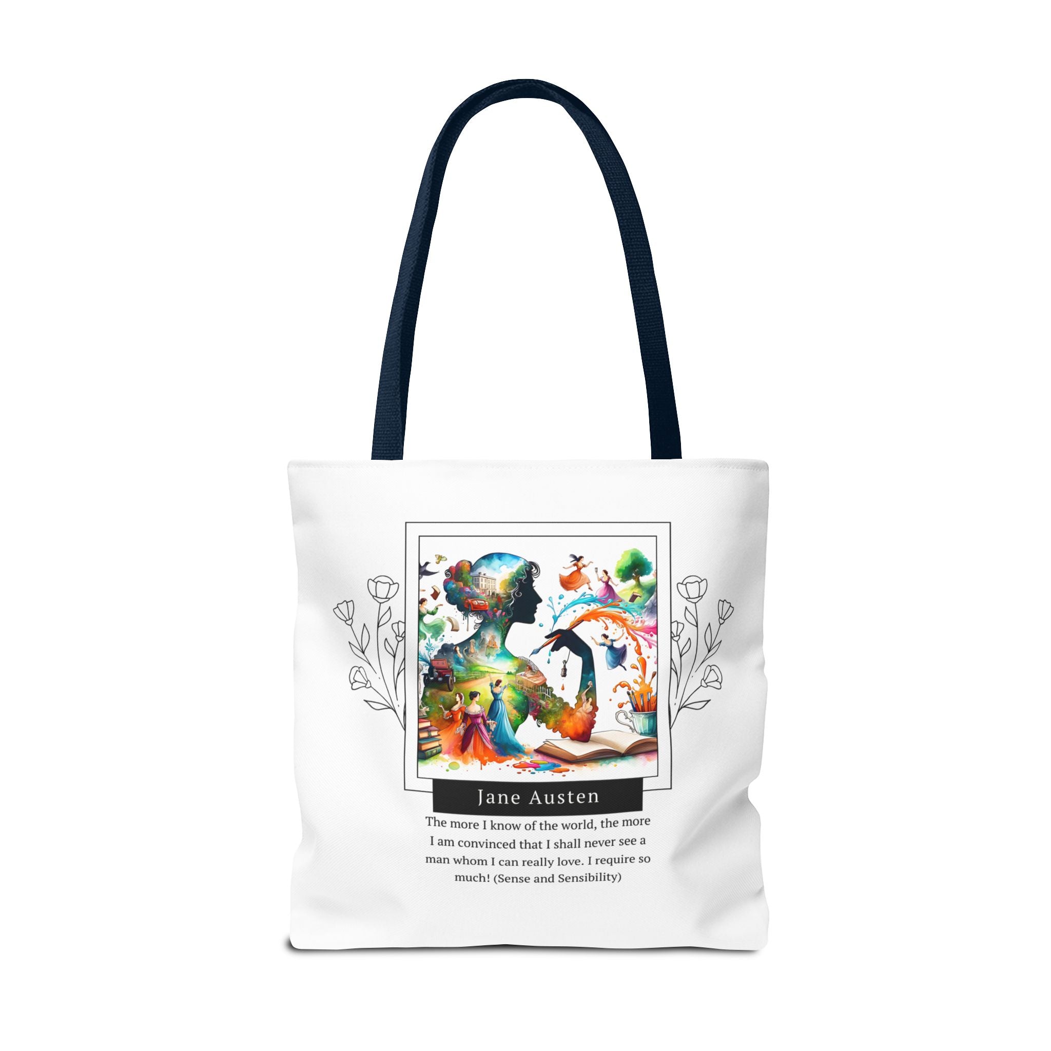 Jane Austen Man I can love quote Tote Bag (AOP) in 3 sizes| Literary Gifts | Pride and Prejudice| Perfect Gift for Austen Fans