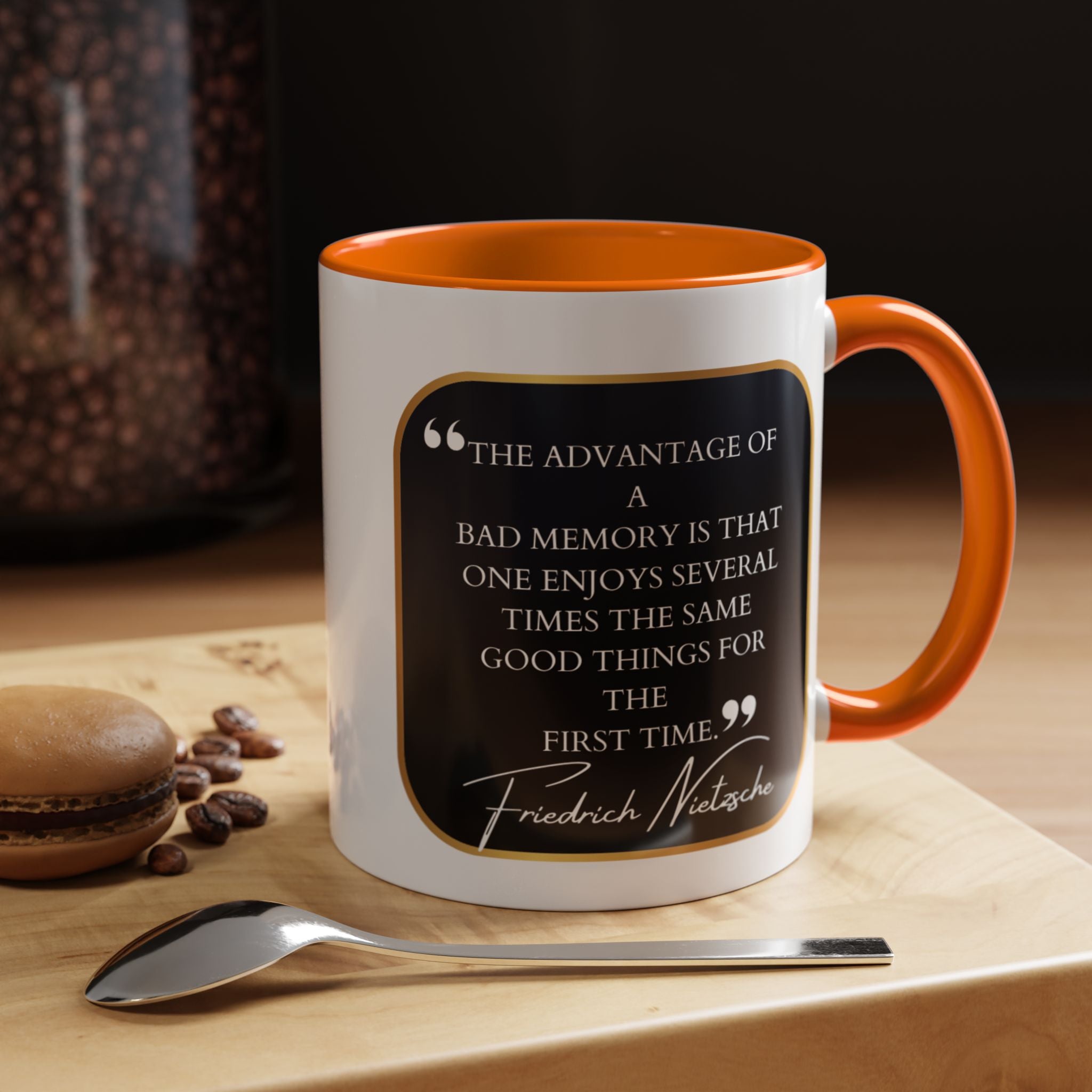 Nietzsche Bad Memory Advantage Quote Coffee Cup | 11oz, 15oz Accent Mugs for Philosophy Lovers & Thoughtful Gifts