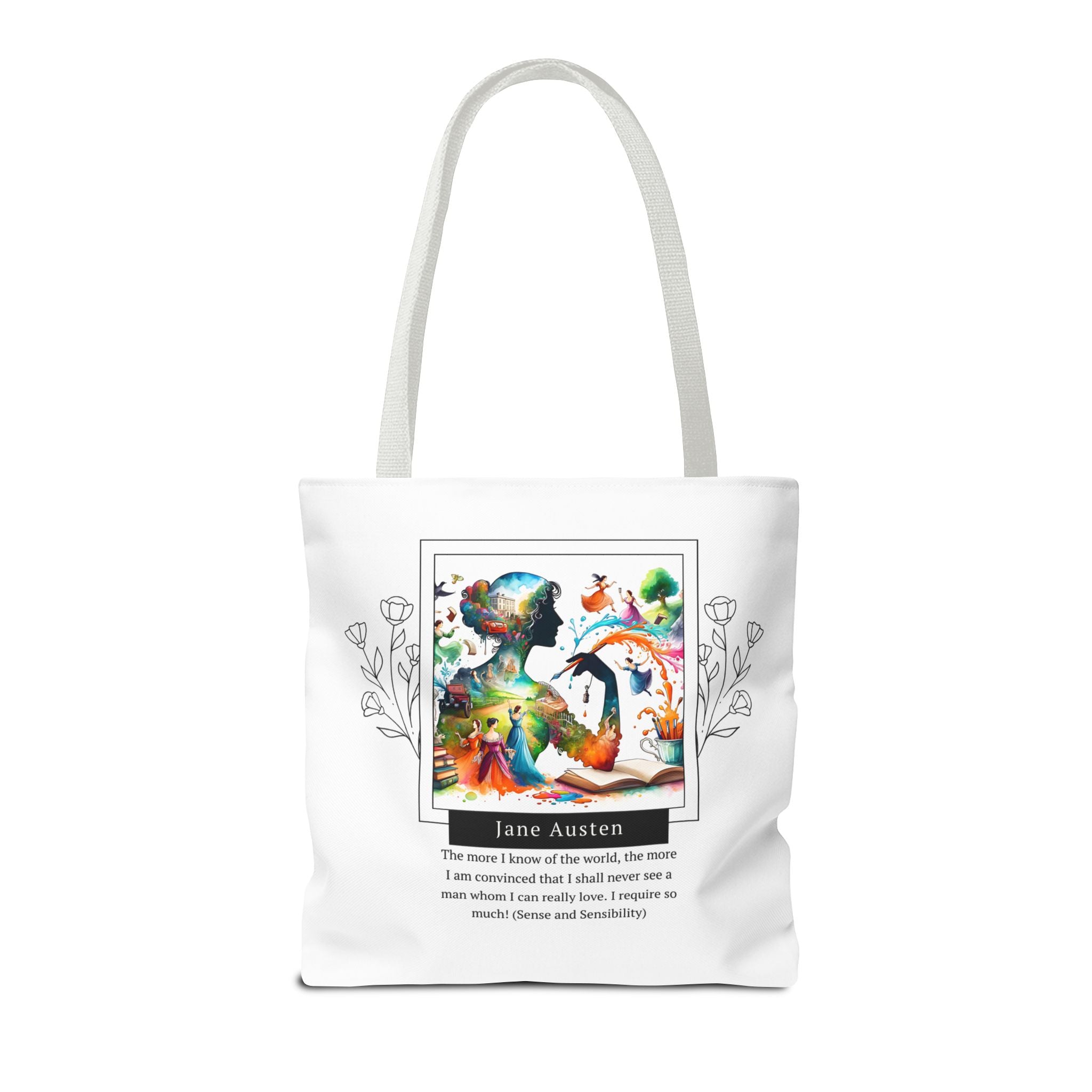 Jane Austen Man I can love quote Tote Bag (AOP) in 3 sizes| Literary Gifts | Pride and Prejudice| Perfect Gift for Austen Fans