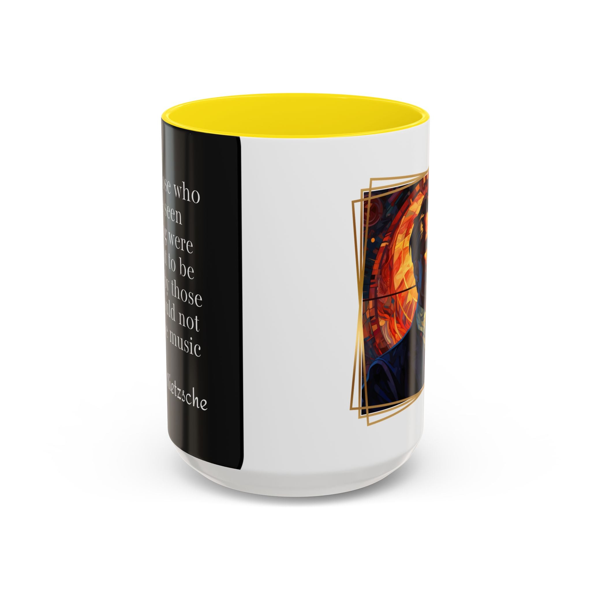 Nietzsche quote Dancing to unheard music | 11oz, 15oz Accent Mugs for Philosophy Lovers & Thoughtful Gifts
