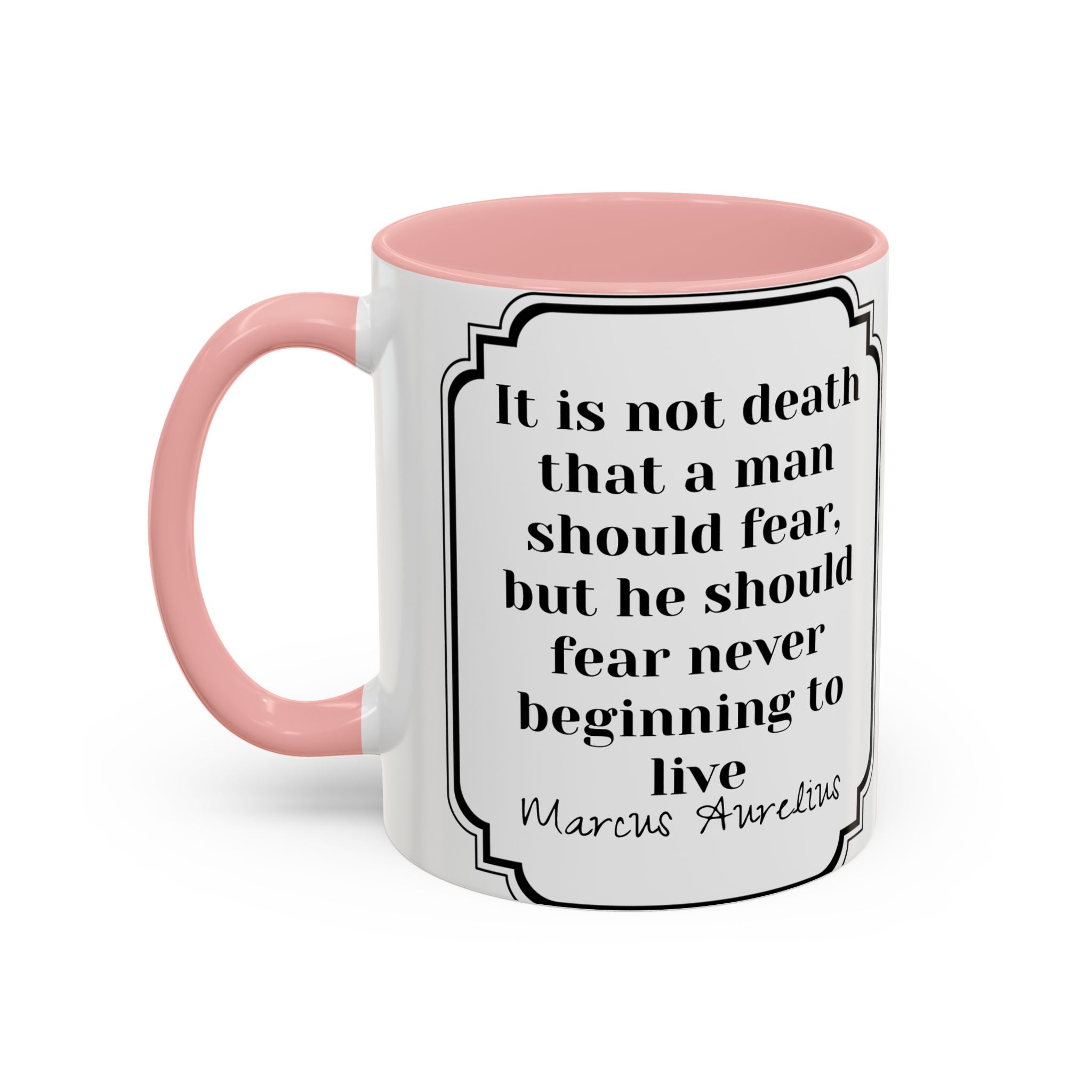 Marcus Aurelius death vs living Quote Mug | Philosophical Coffee Cup | 11oz, 15oz Accent Mugs for Thinkers| Stoics| Roman Empire